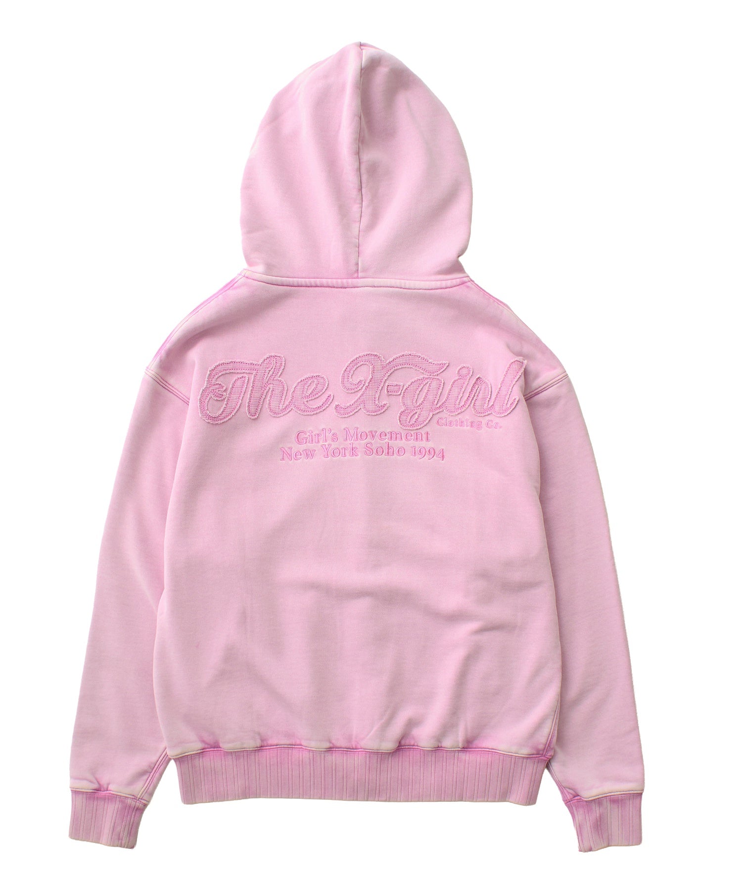 BLEACHED LOGO PATCH ZIP UP SWEAT HOODIE