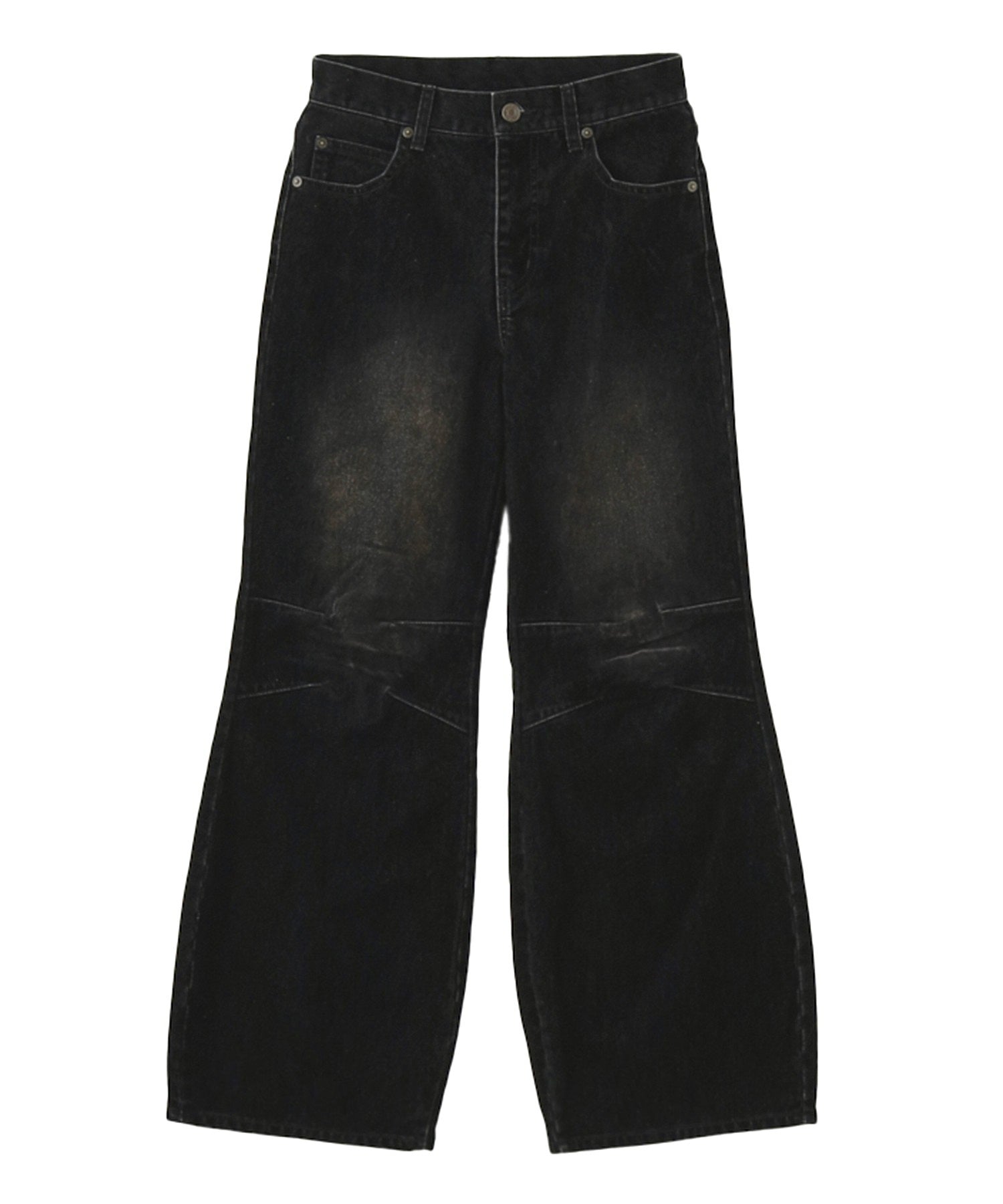 FLOCKED DENIM FLARE PANTS