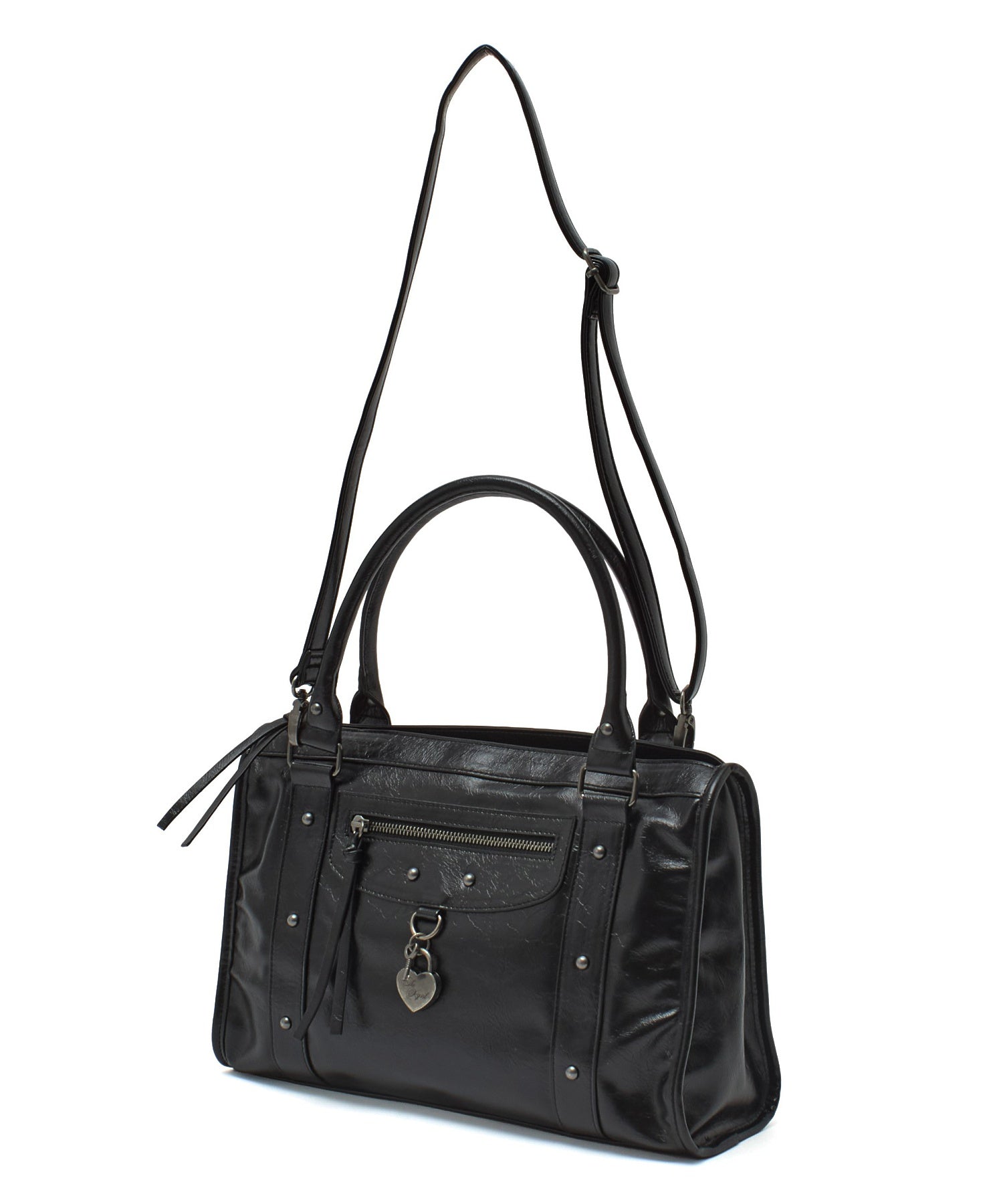 HEART PADLOCK FAUX LEATHER 2WAY BAG