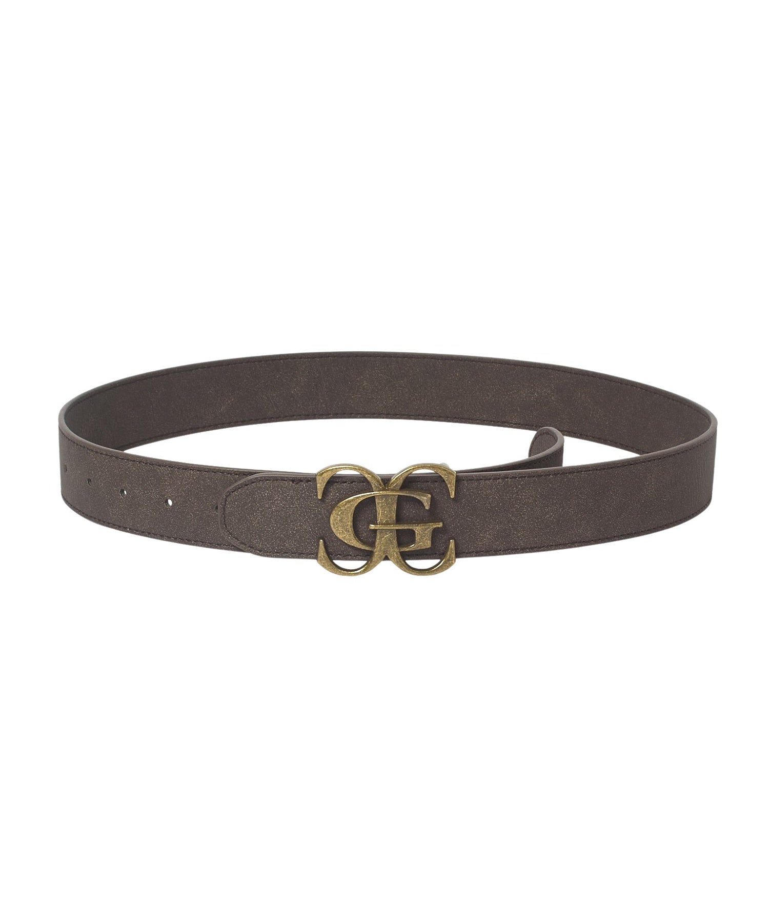 METAL XG EMBLEM BUCKLE FADED FAUX LEATHER BELT