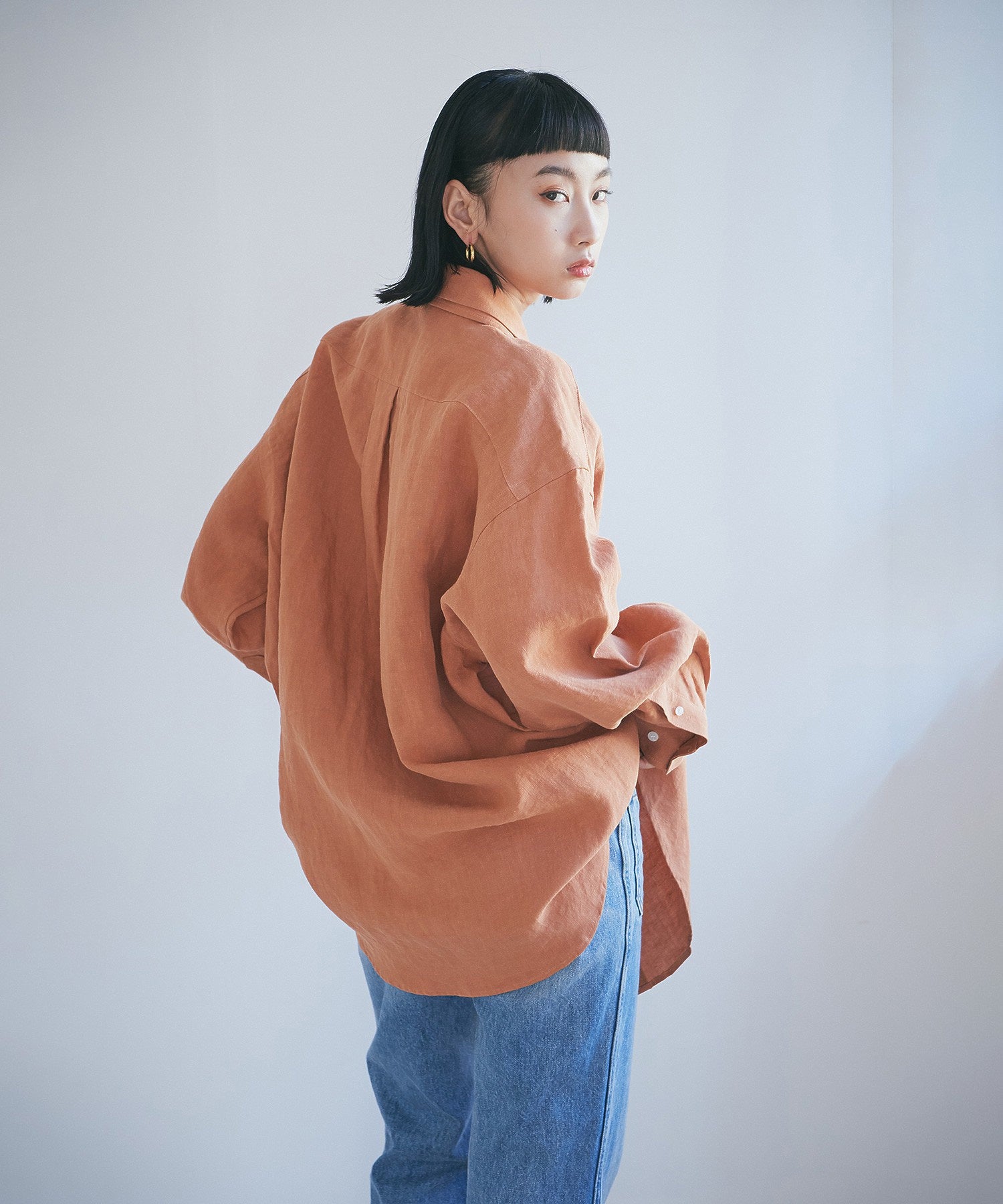 ボタンダウン ダブルネックシャツ