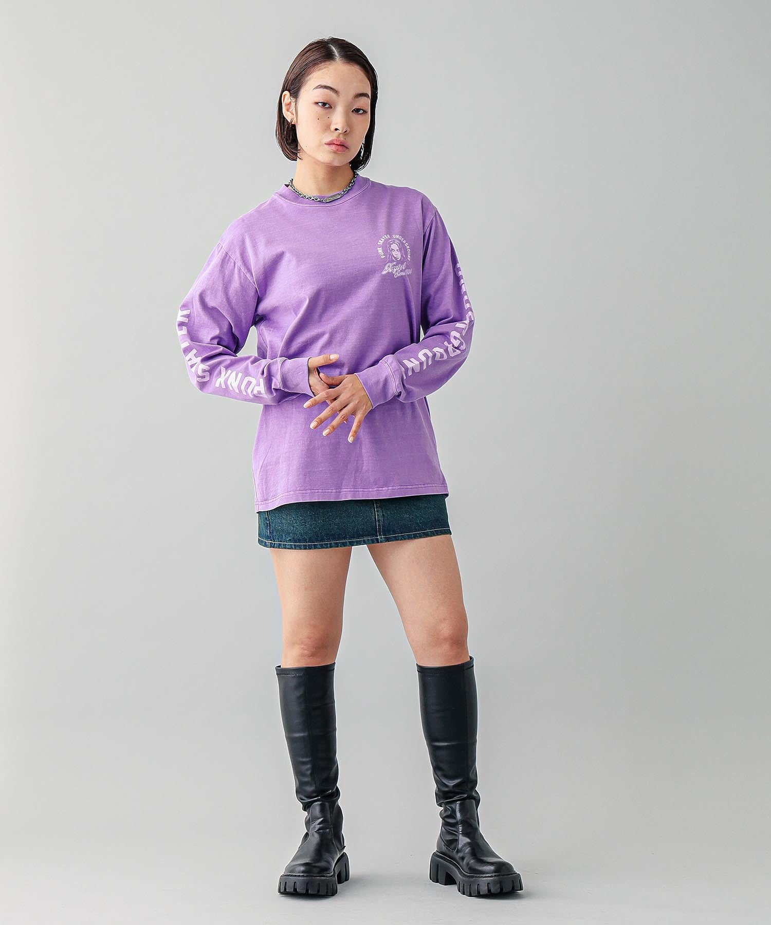 FACE & CURSIVE LOGO L/S TEE X-girl