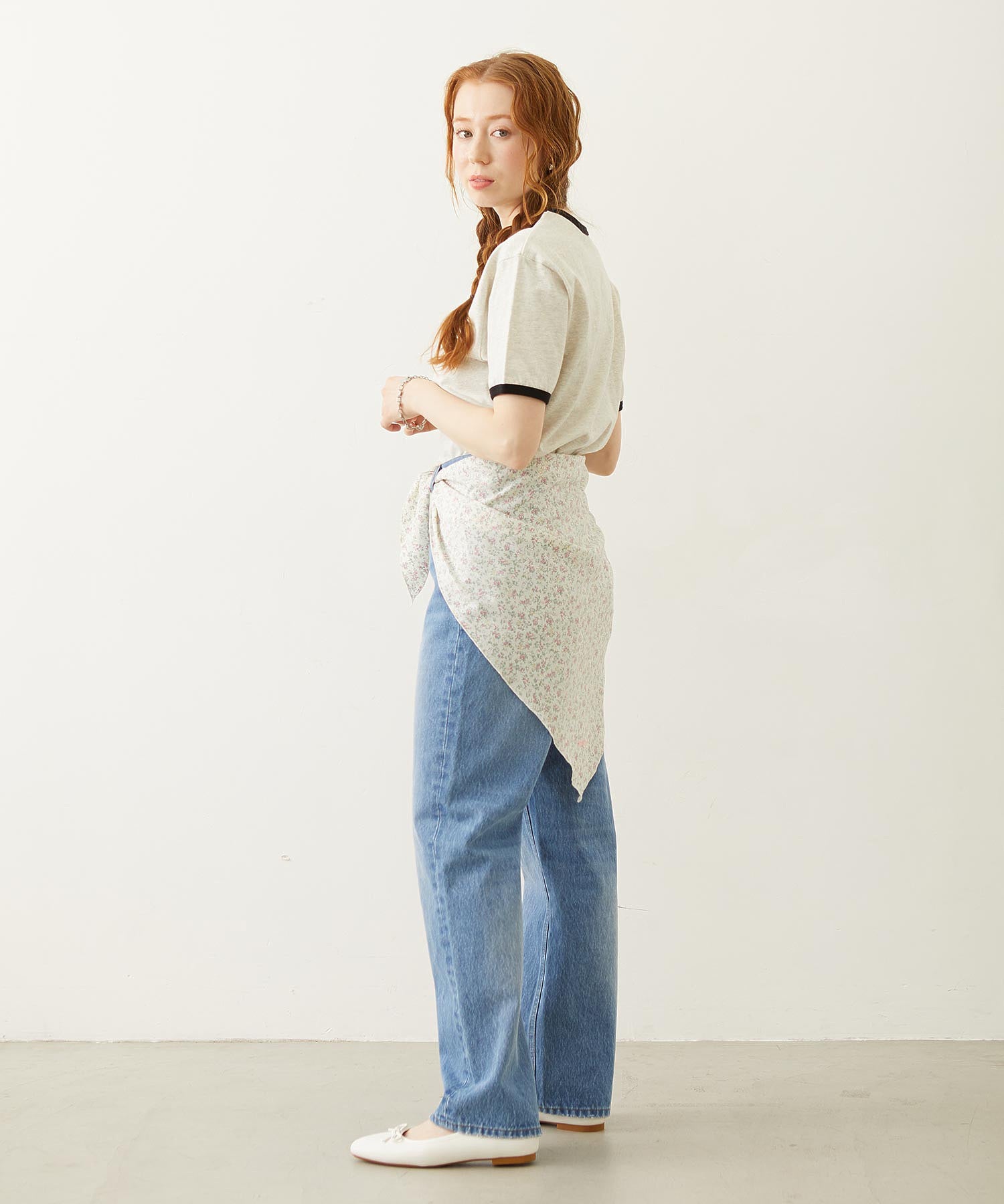 HEART LOGO FLOCK PRINT RINGER TEE