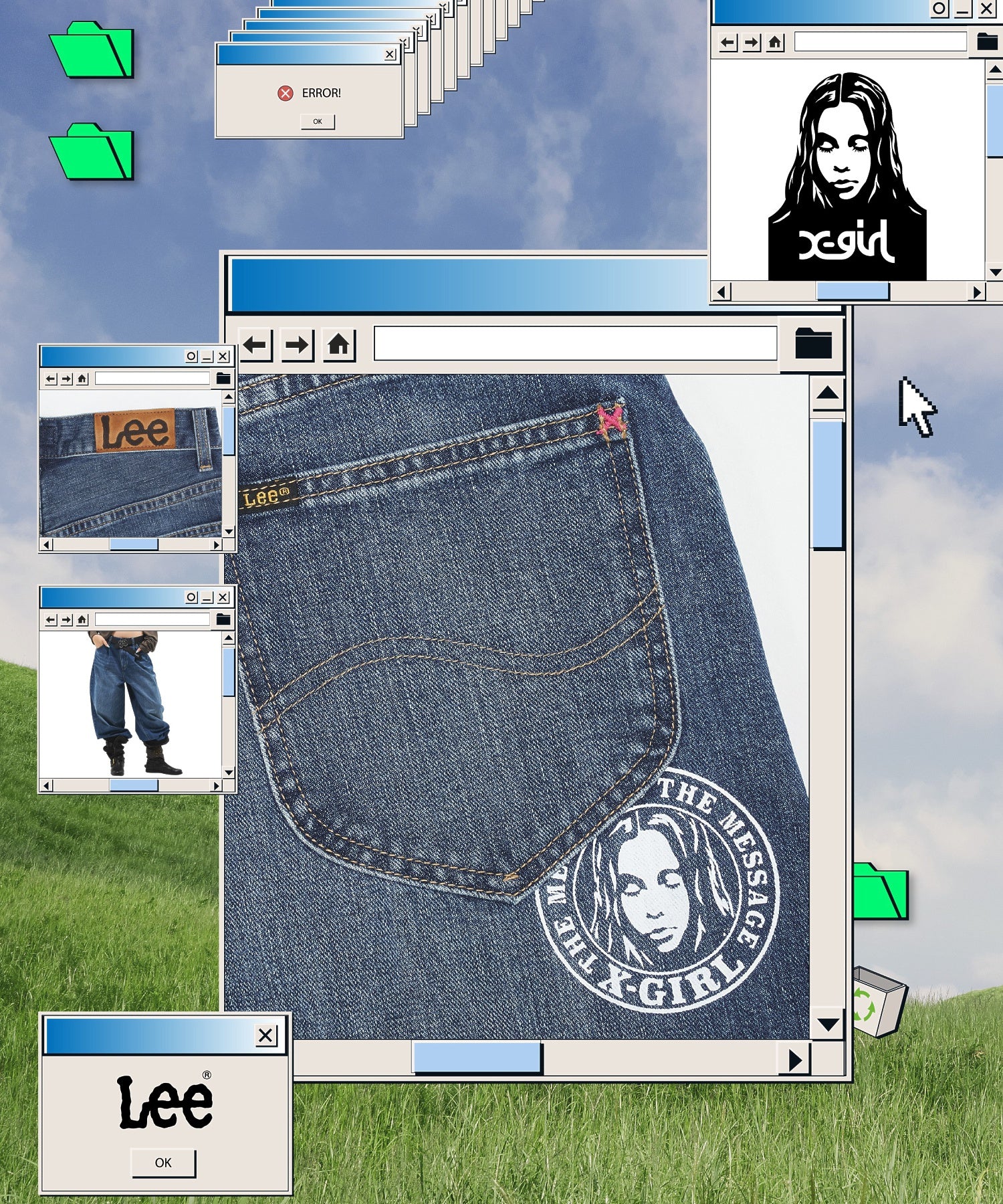 X-girl x Lee TUCK WIDE DENIM PANTS