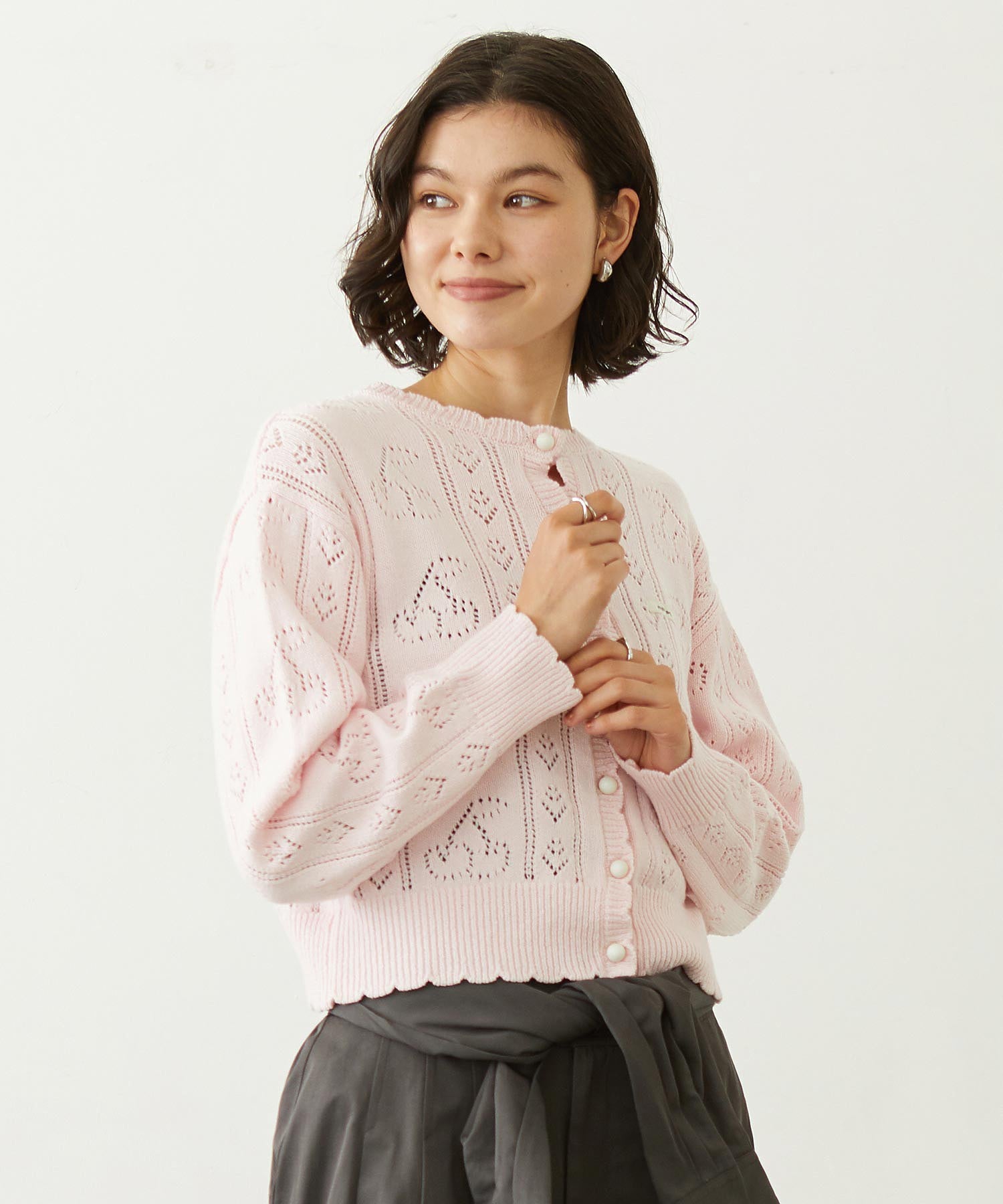 CHERRY OPEN KNIT CARDIGAN