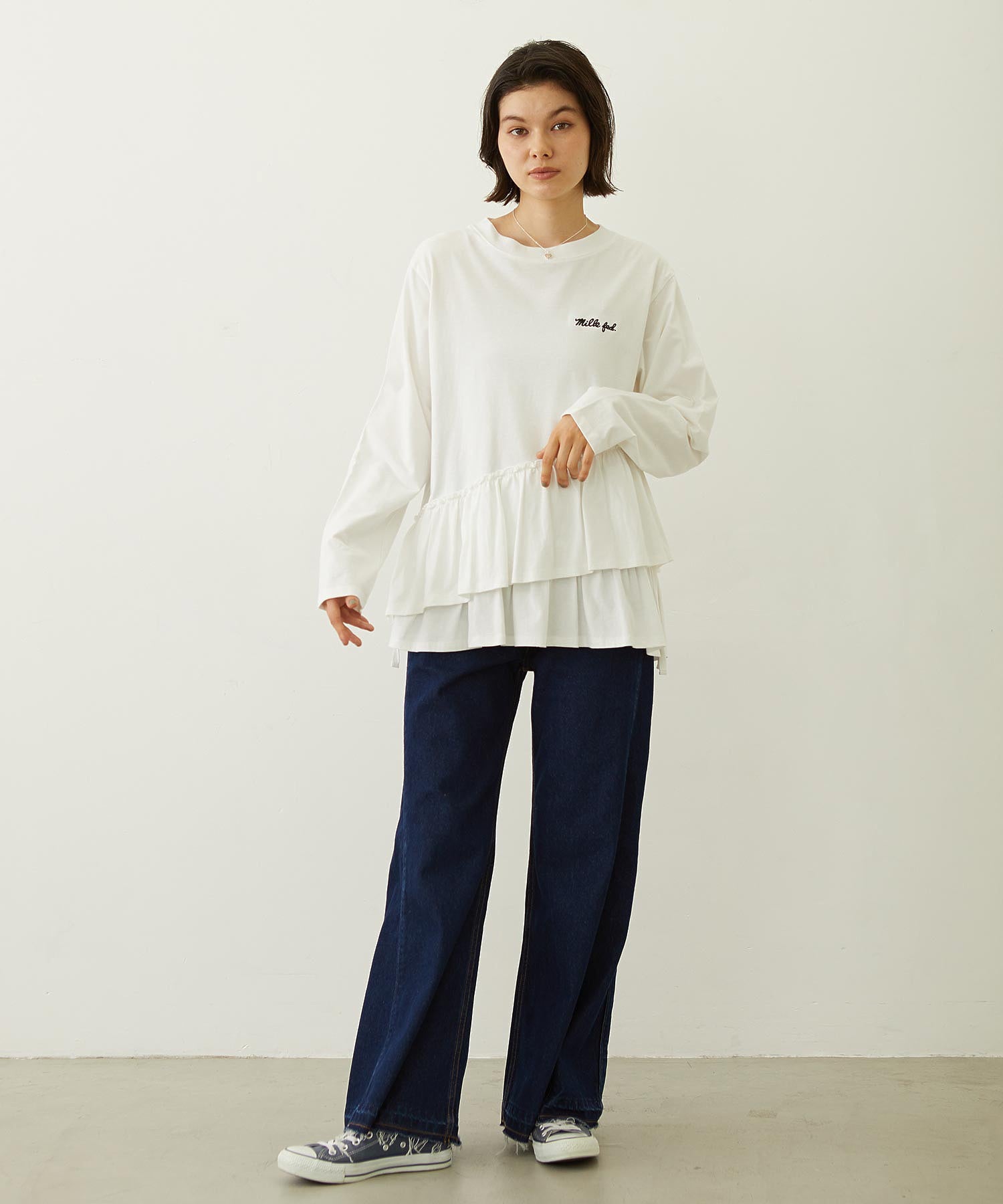 ASYMMETRIC FRILL TOP