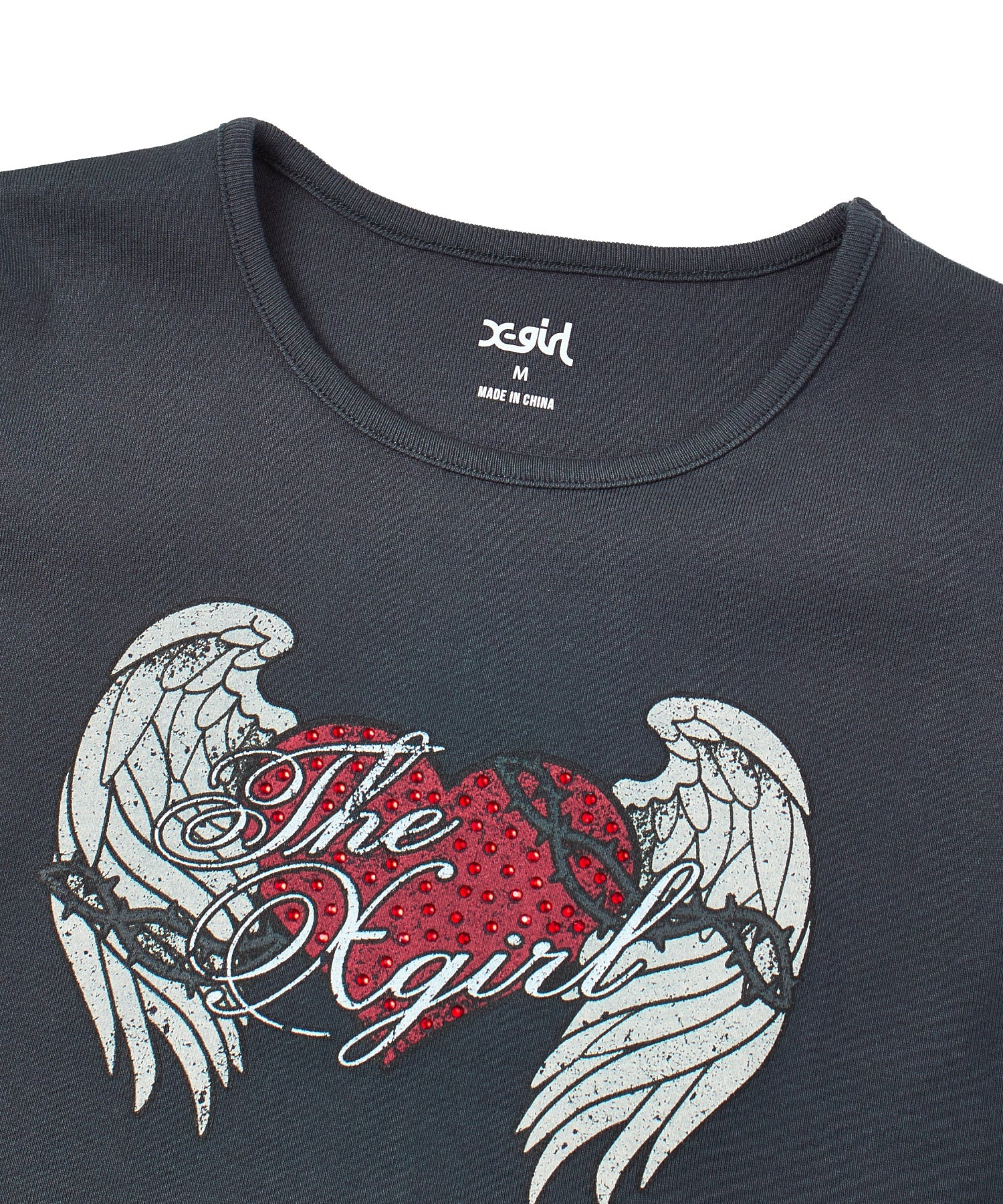 RHINESTONE HEART AND WING S/S BABY TEE