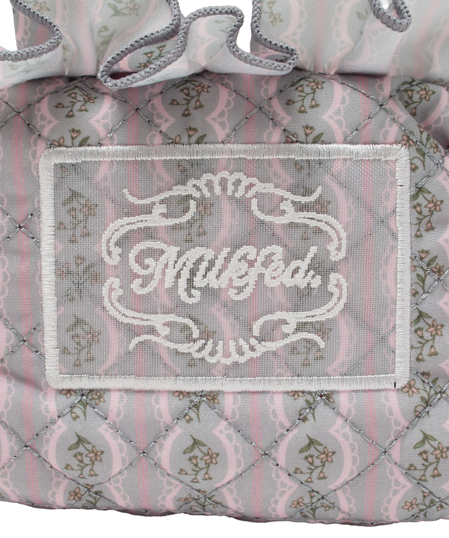 STRIPED FLOWER QUILTED POUCH