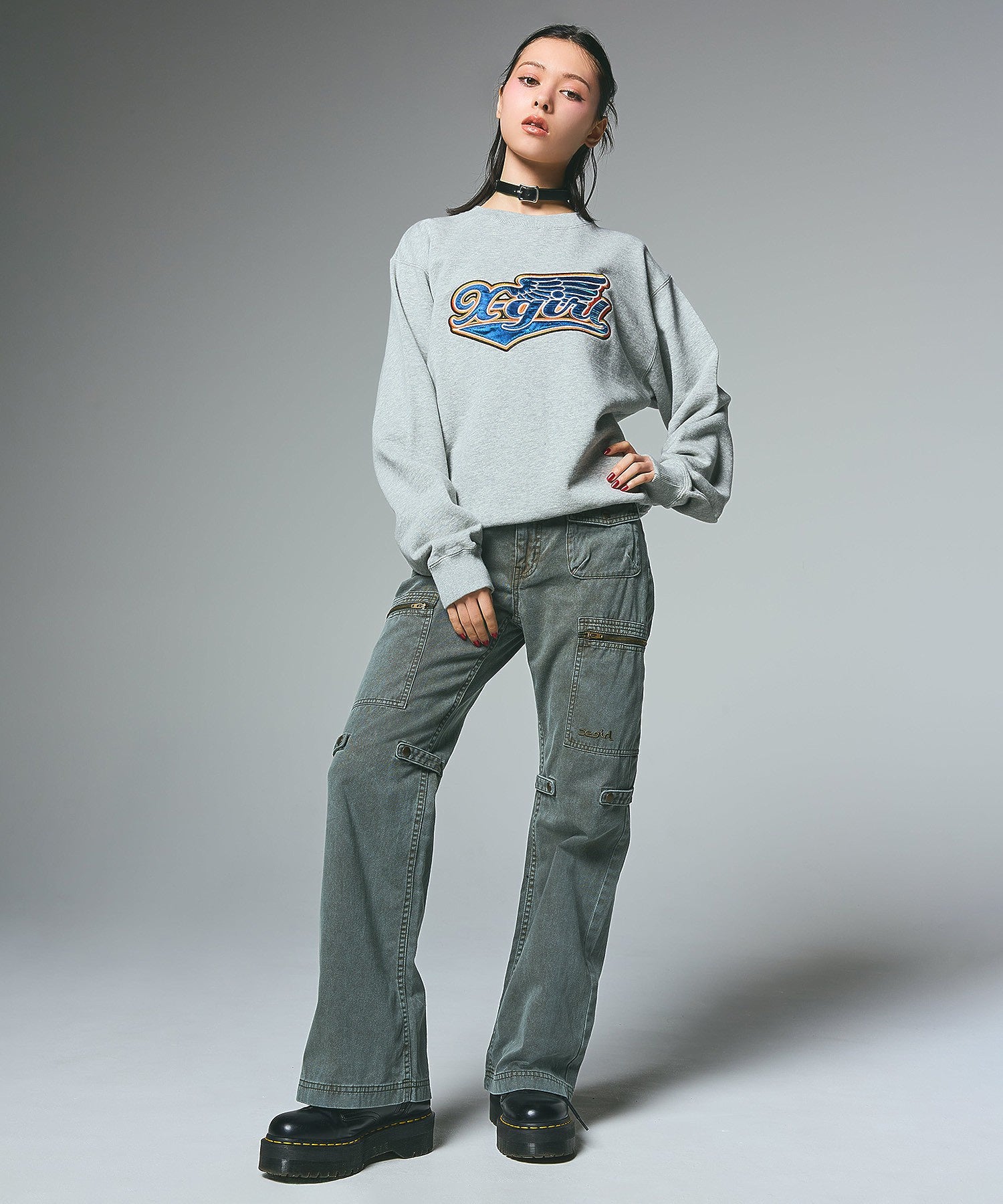 FADED MULTI POCKET FLARE PANTS