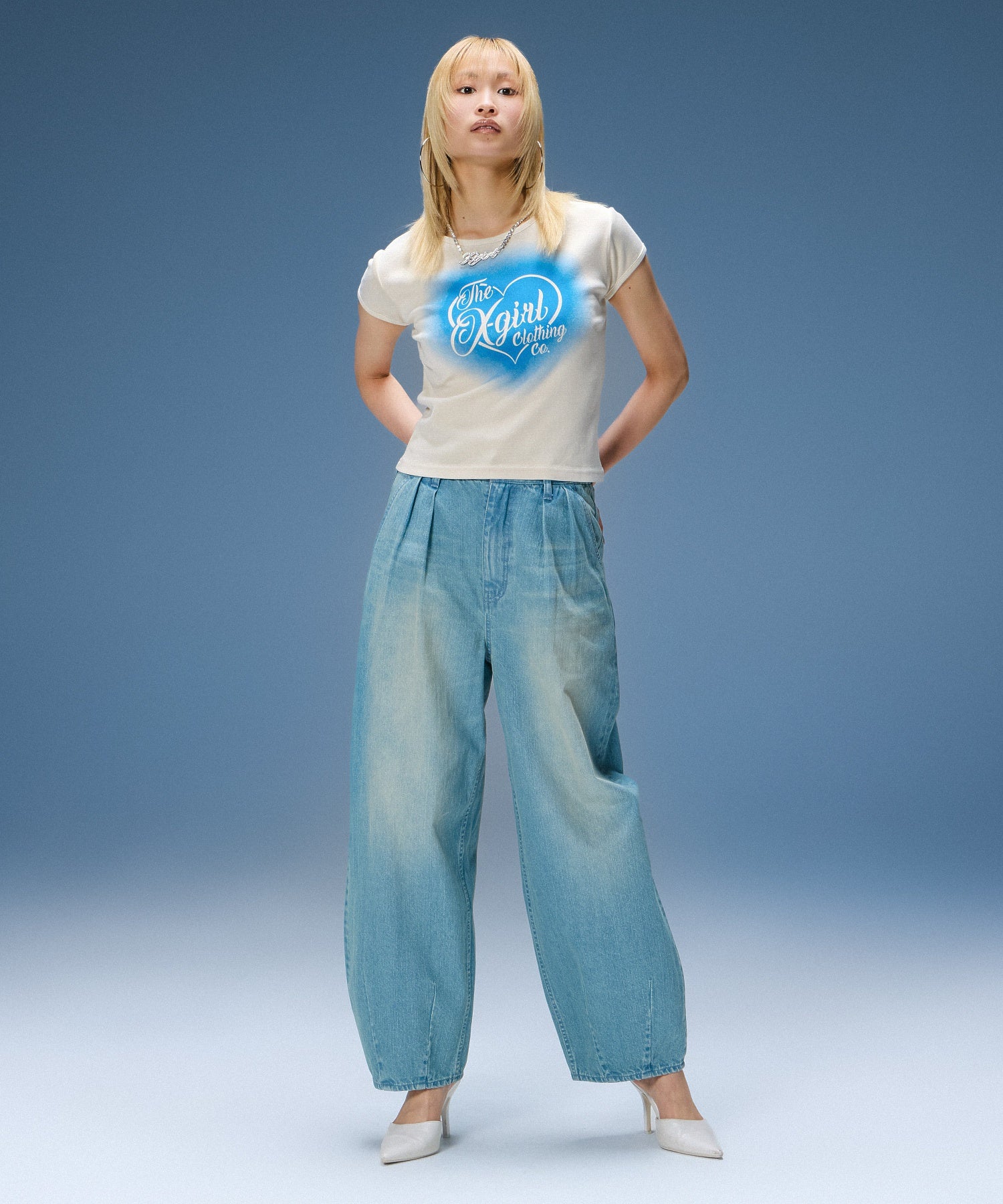 FADED HEART SPRAY LOGO S/S BABY TEE