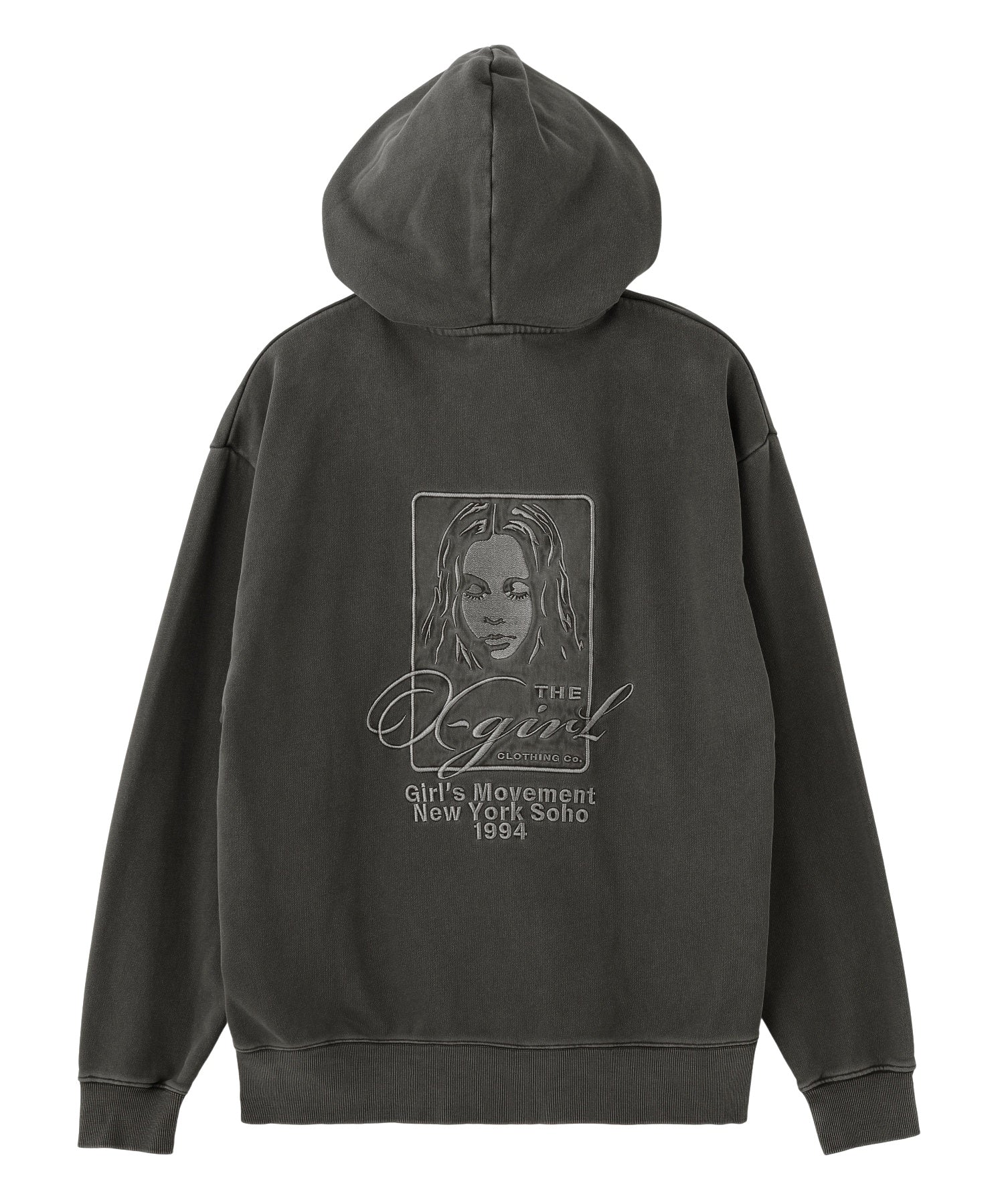 PIGMENT DYED FACE AND LOGO SQUARE PATCH ZIP UP SWEAT HOODIE