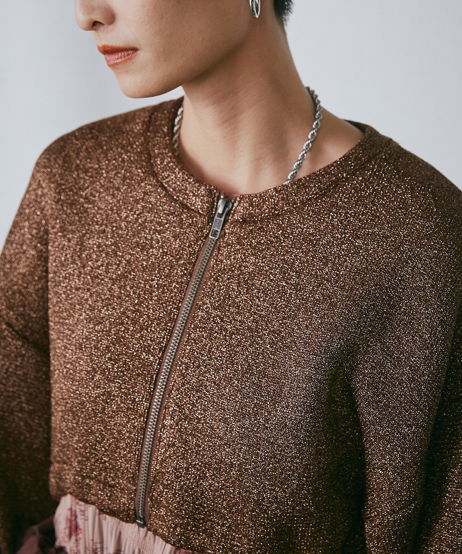 ラメニットブルゾン