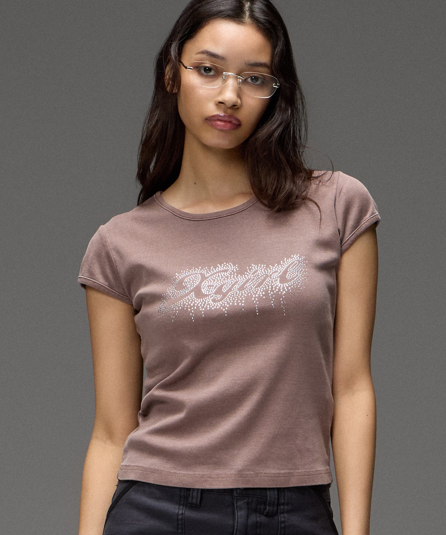 FADED DROP RHINESTONE LOGO S/S BABY TEE