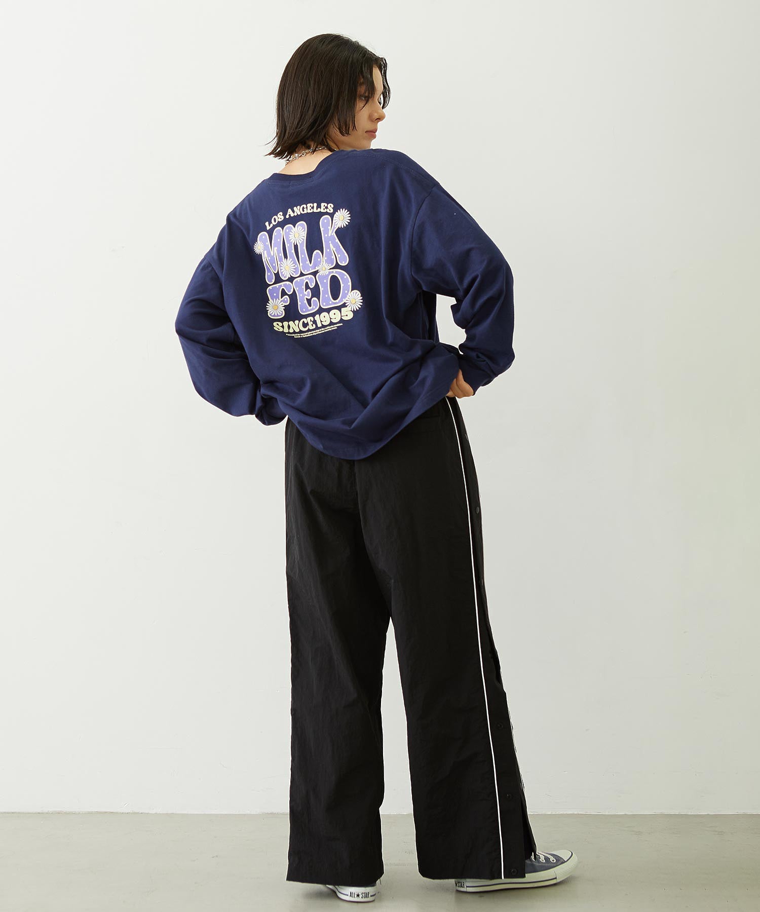 FLOWER DOT PATTERN LOGO WIDE L/S TEE