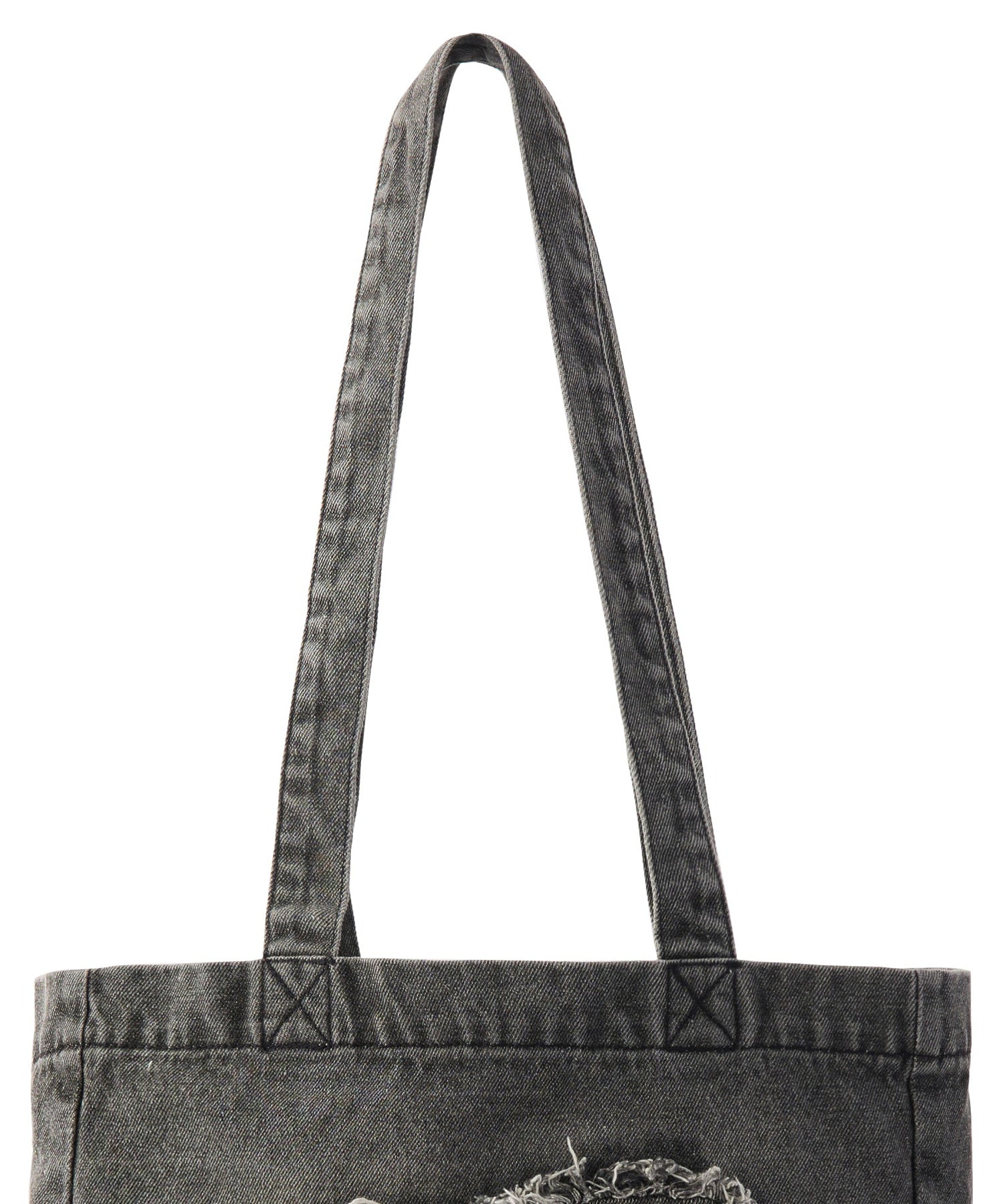 FADED LOGO PATCH DENIM TOTE BAG