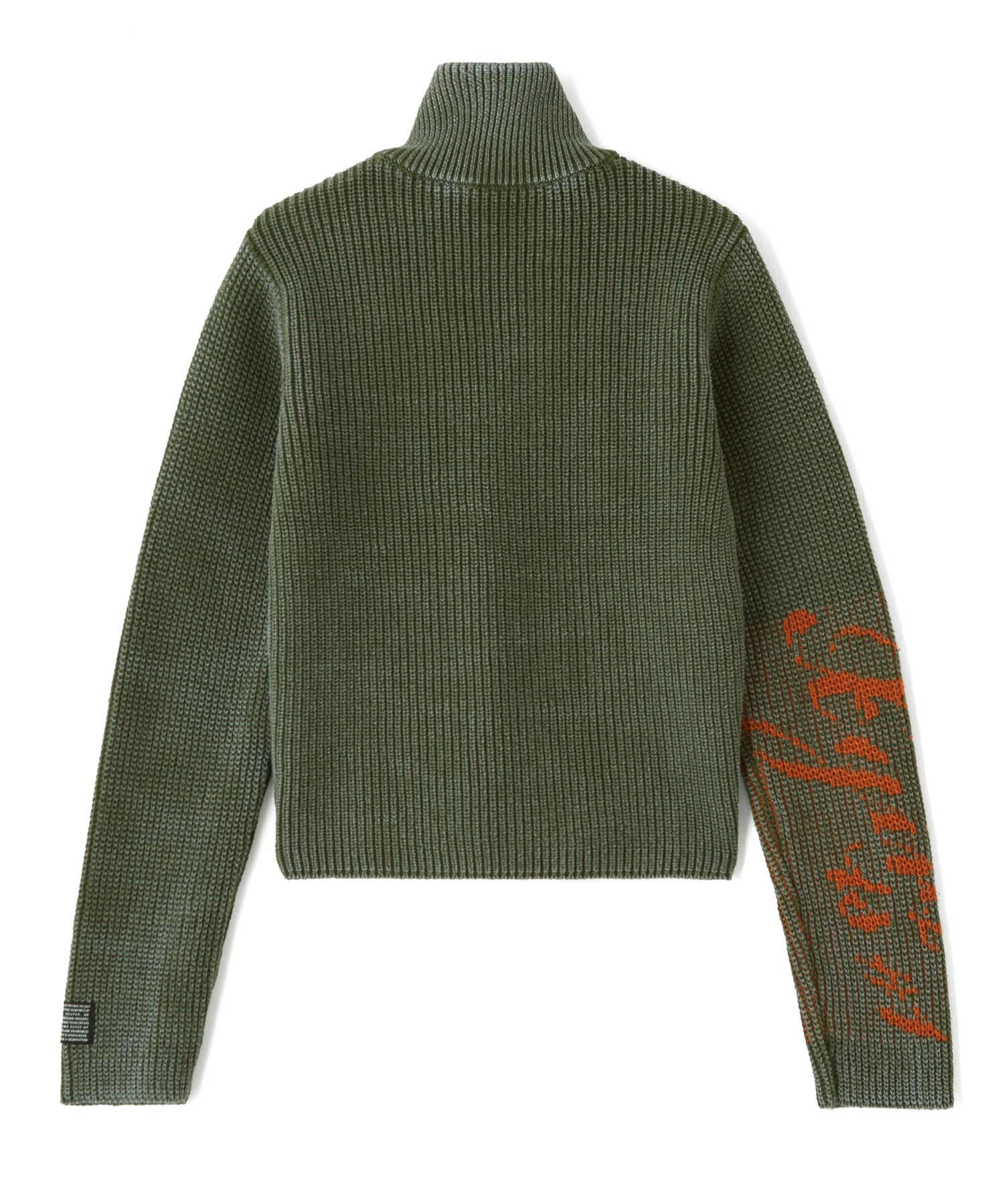 SLEEVE LOGO FADED ZIP UP KNIT TOP