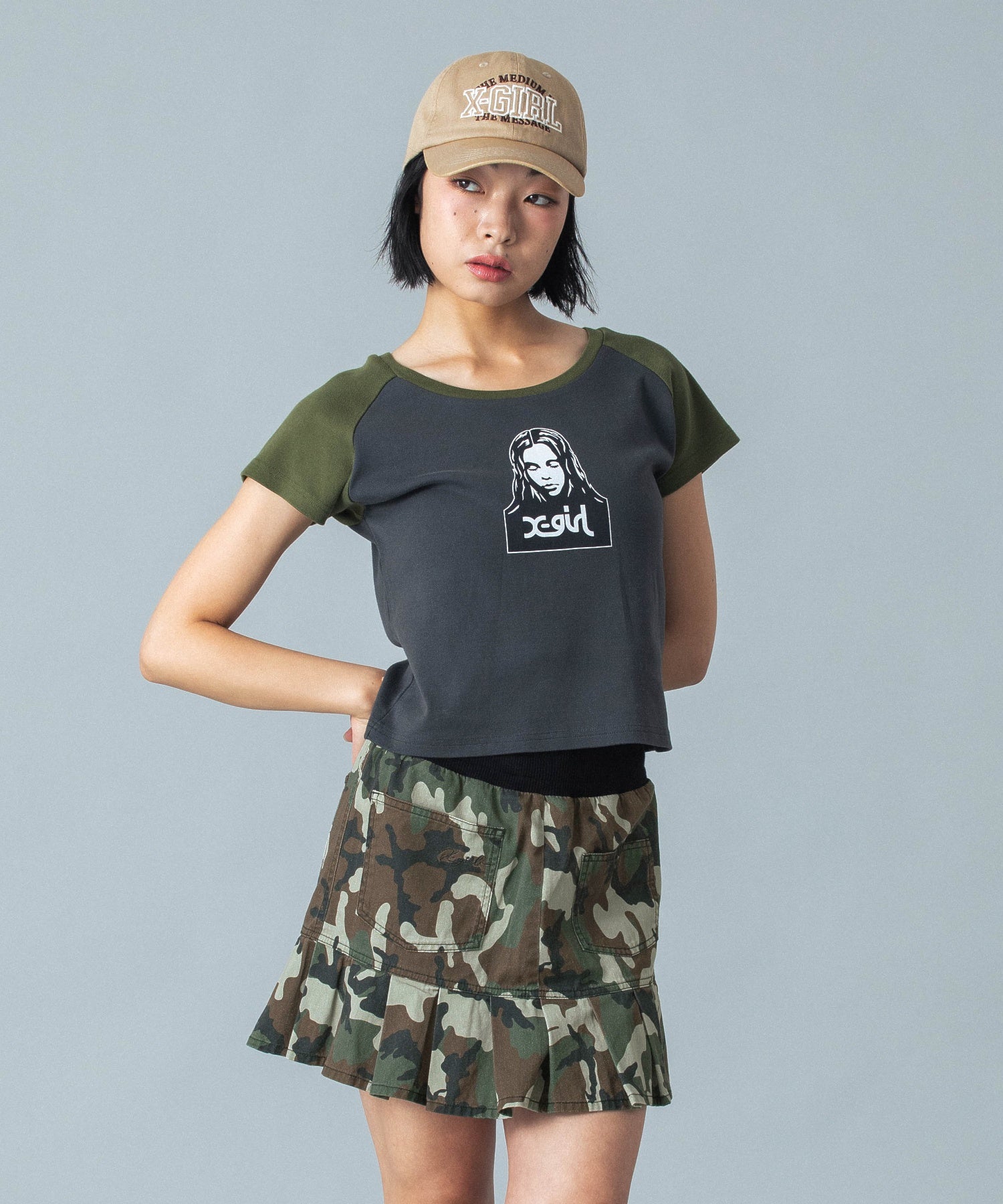 WAIST RIB PLEATED MINI SKIRT