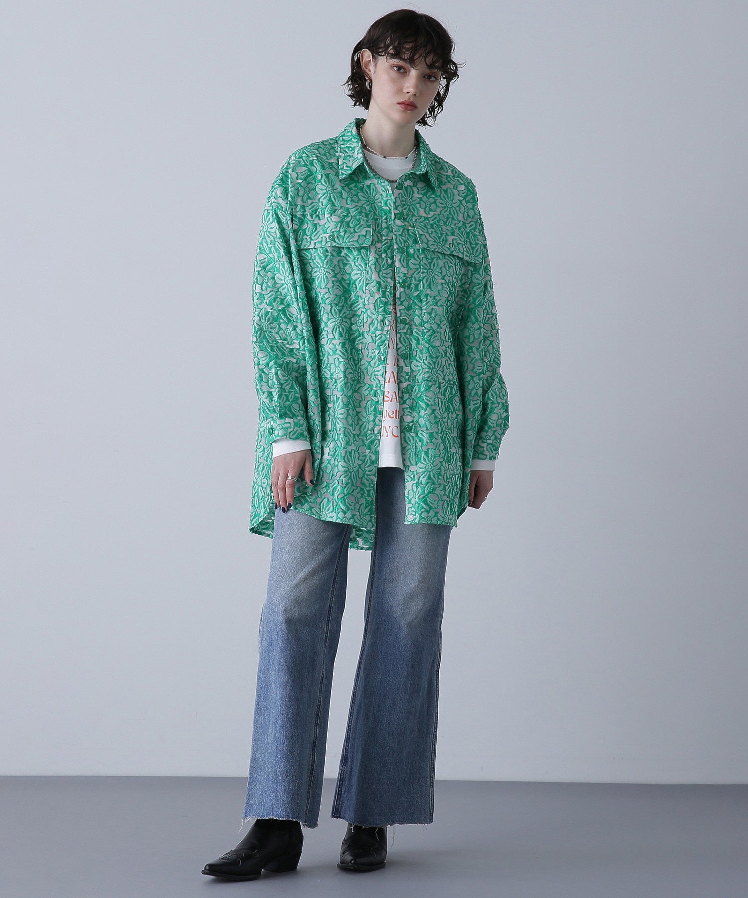 GENE HEAVENS/フラワーシアードビー ワークポケットビッグシャツ