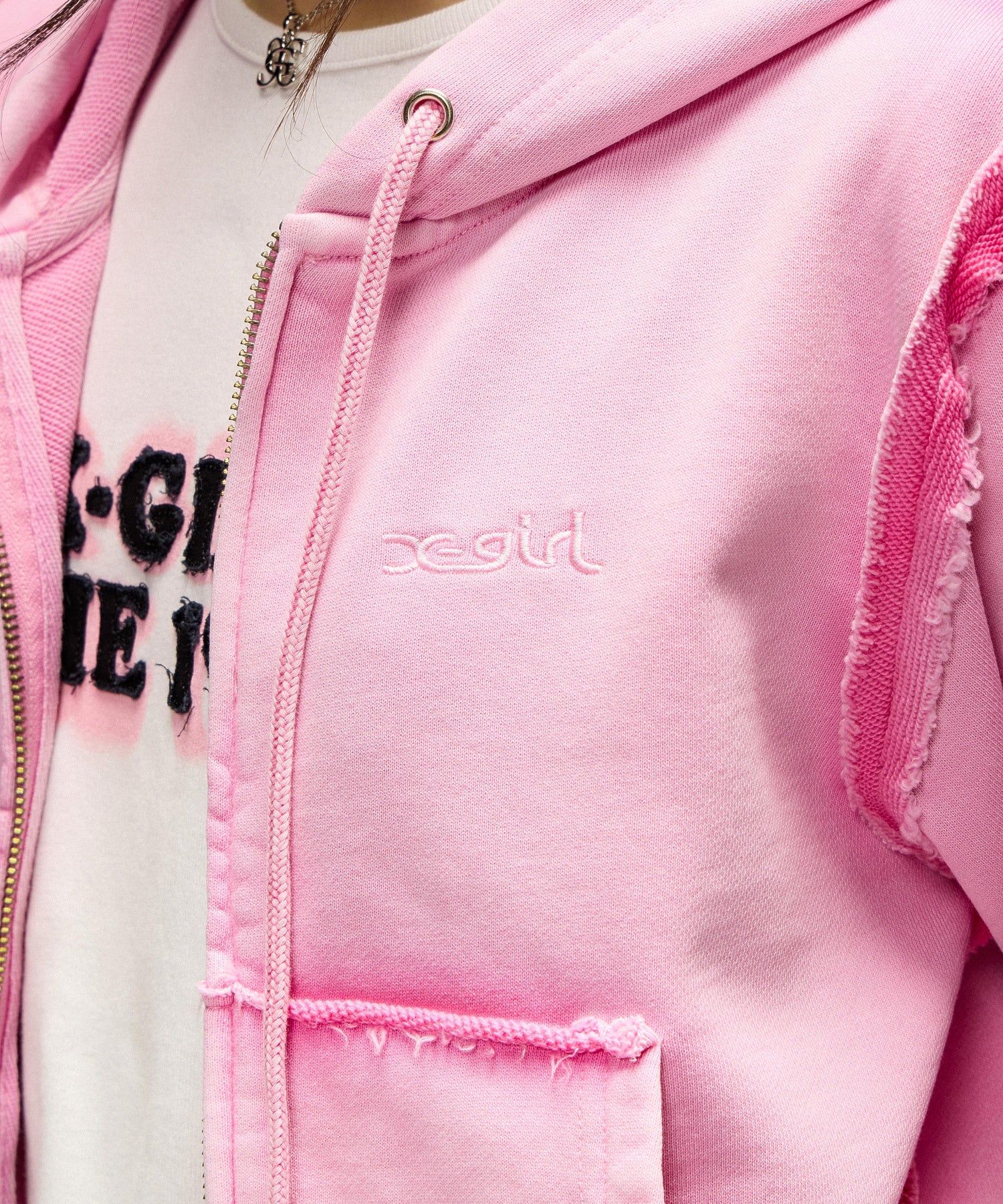 FADED CUT OFF COMPACT ZIP UP SWEWAT HOODIE
