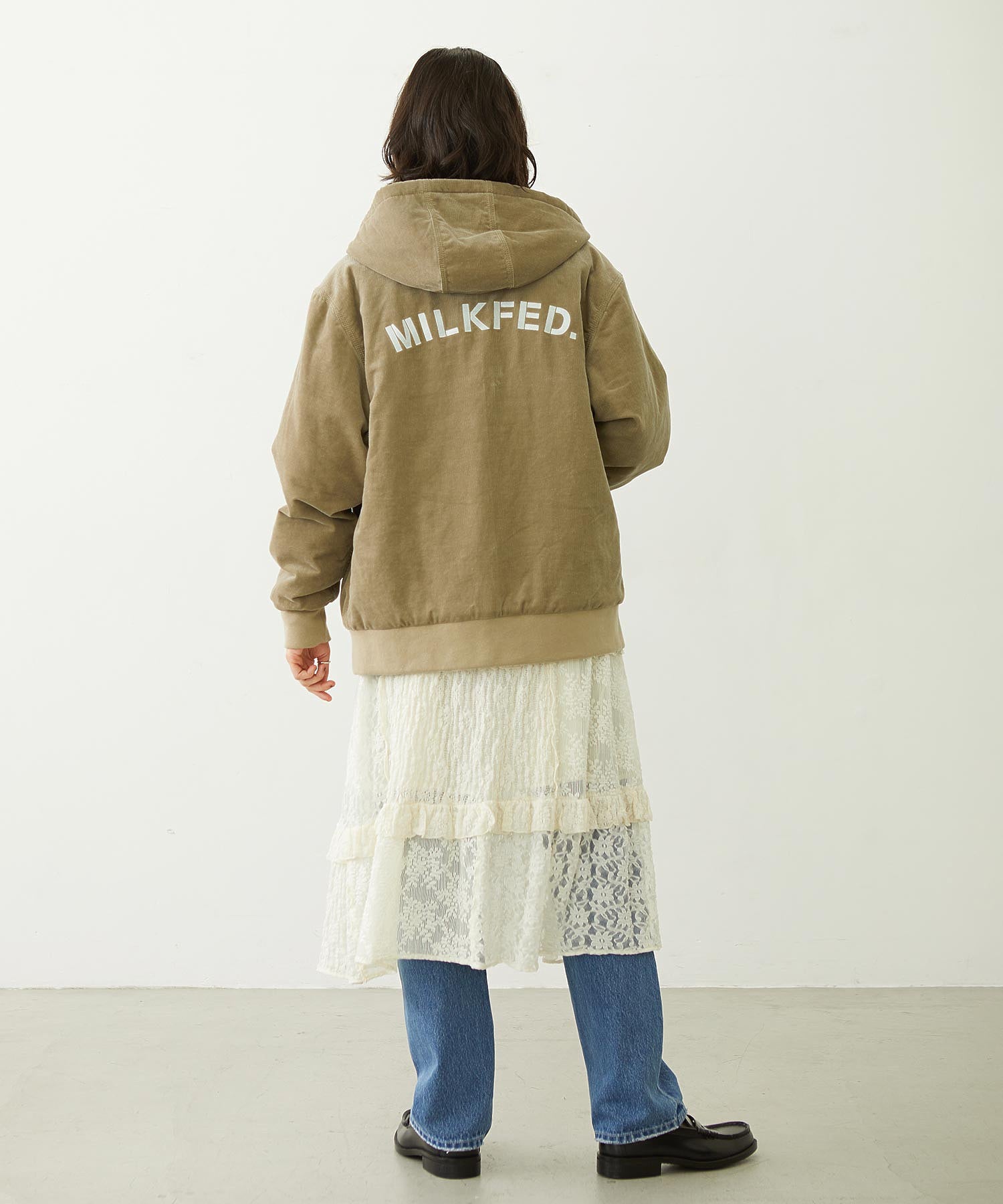 LOGO EMBROIDERED CORDUROY HOODED JACKET
