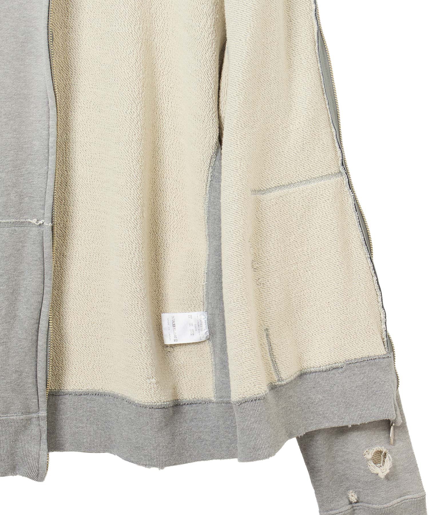 NEEDLES/DECONSTRUCTED ZIPPED SWEAT