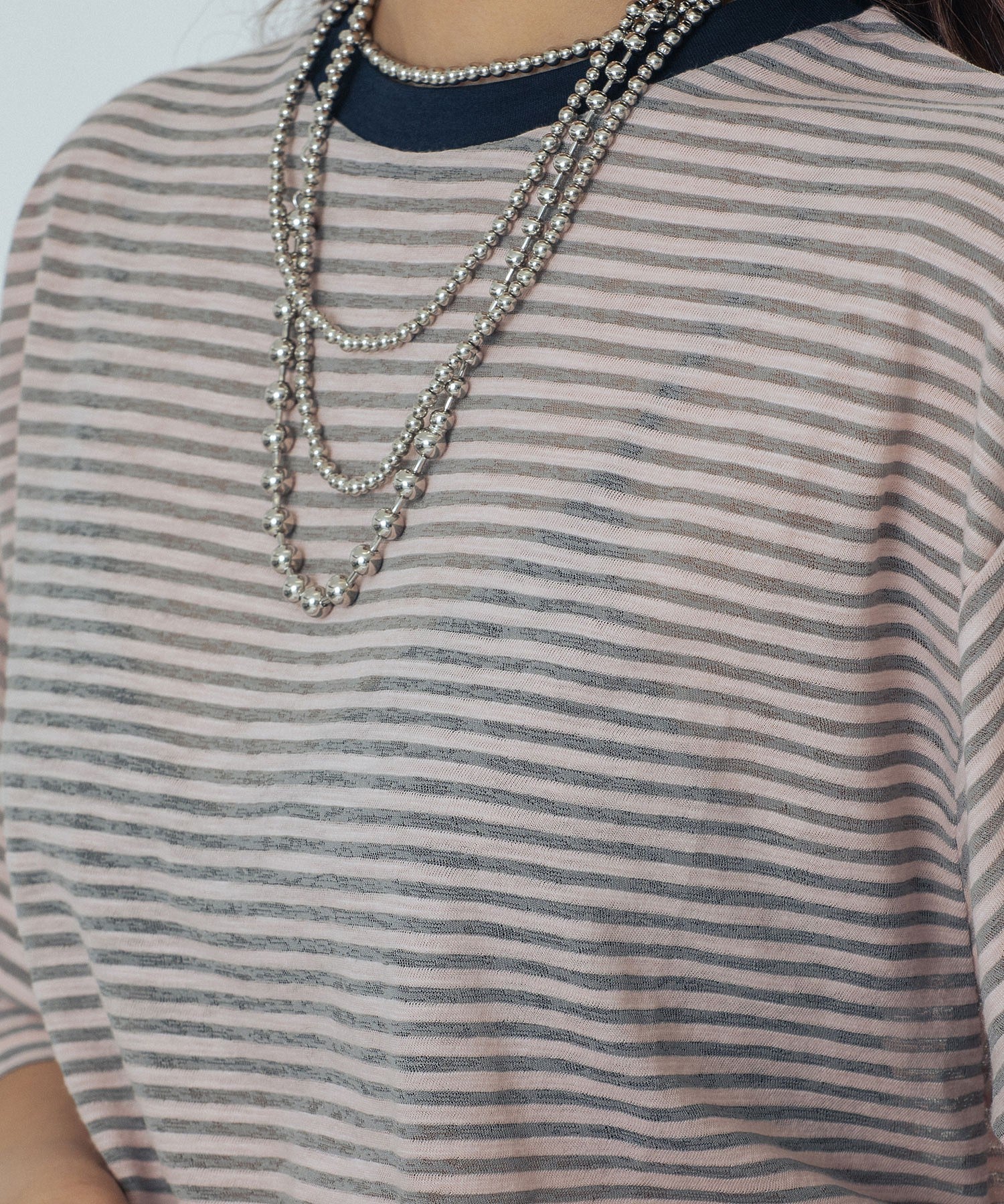SHEER STRIPE S/S TOP