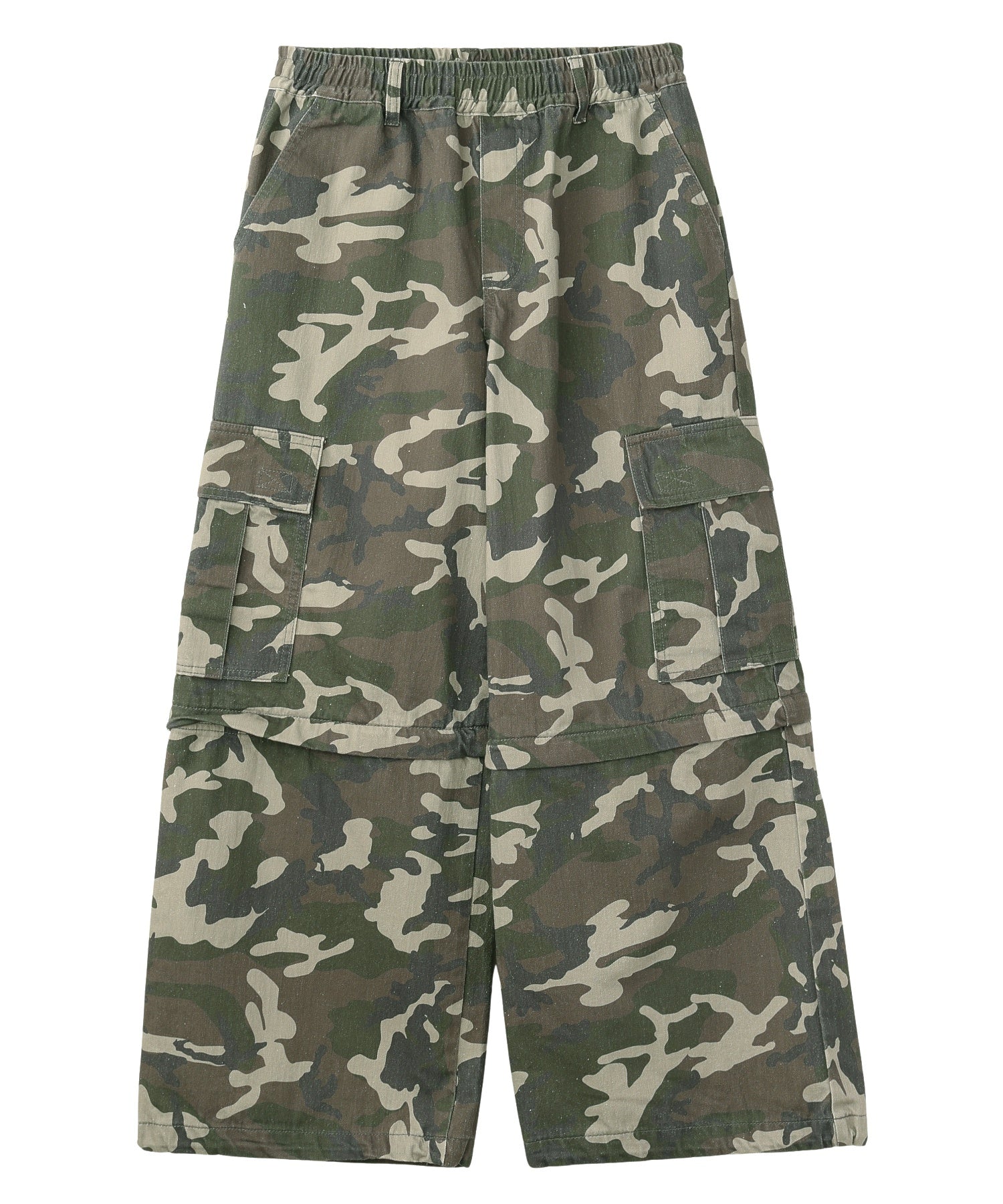 WASHED 2WAY WIDE LEG CARGO PANTS