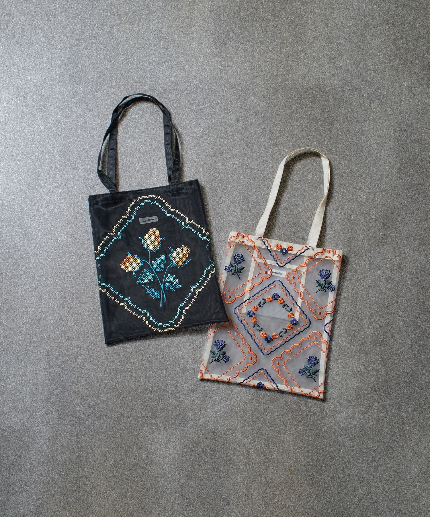 CASSELINI/TULLE ENBROIDERY TOTE