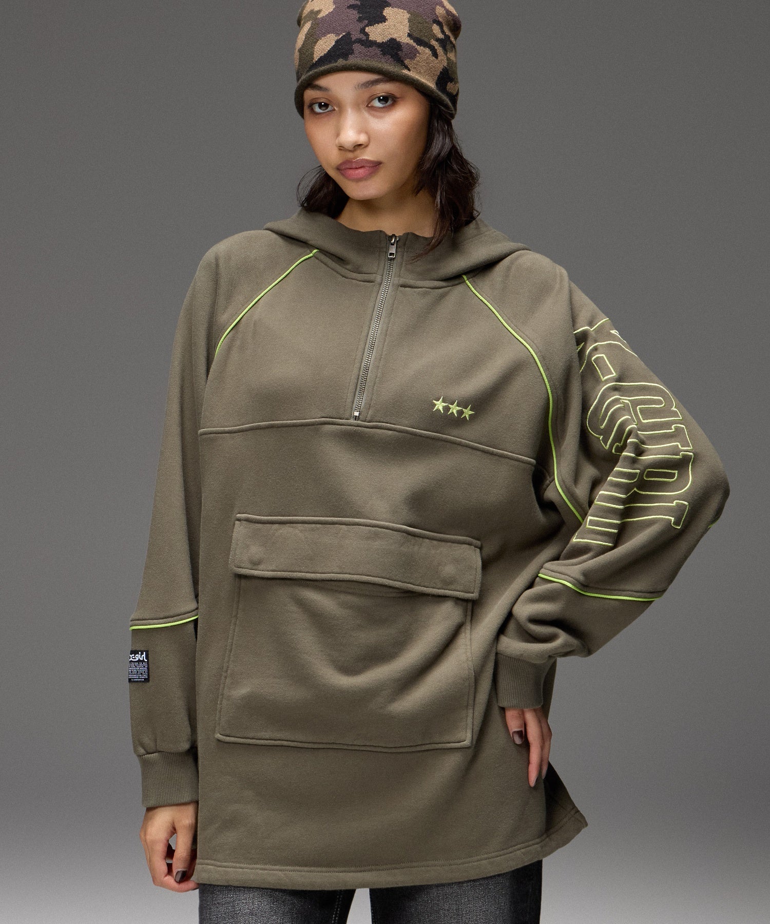 LOGO AND STAR SWEAT ANORAK DRESS