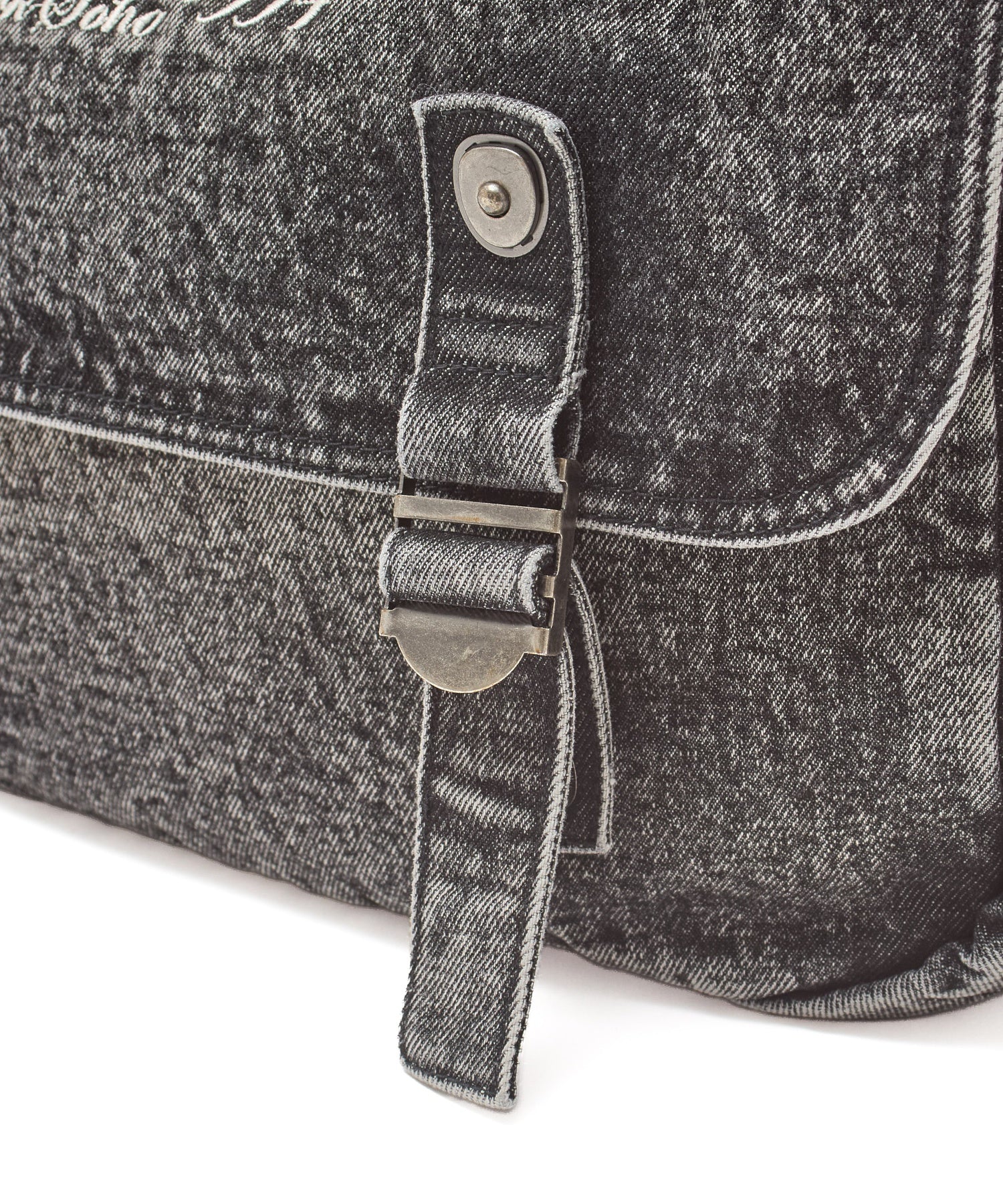 SCRIPT LOGO DENIM SHOULDER BAG