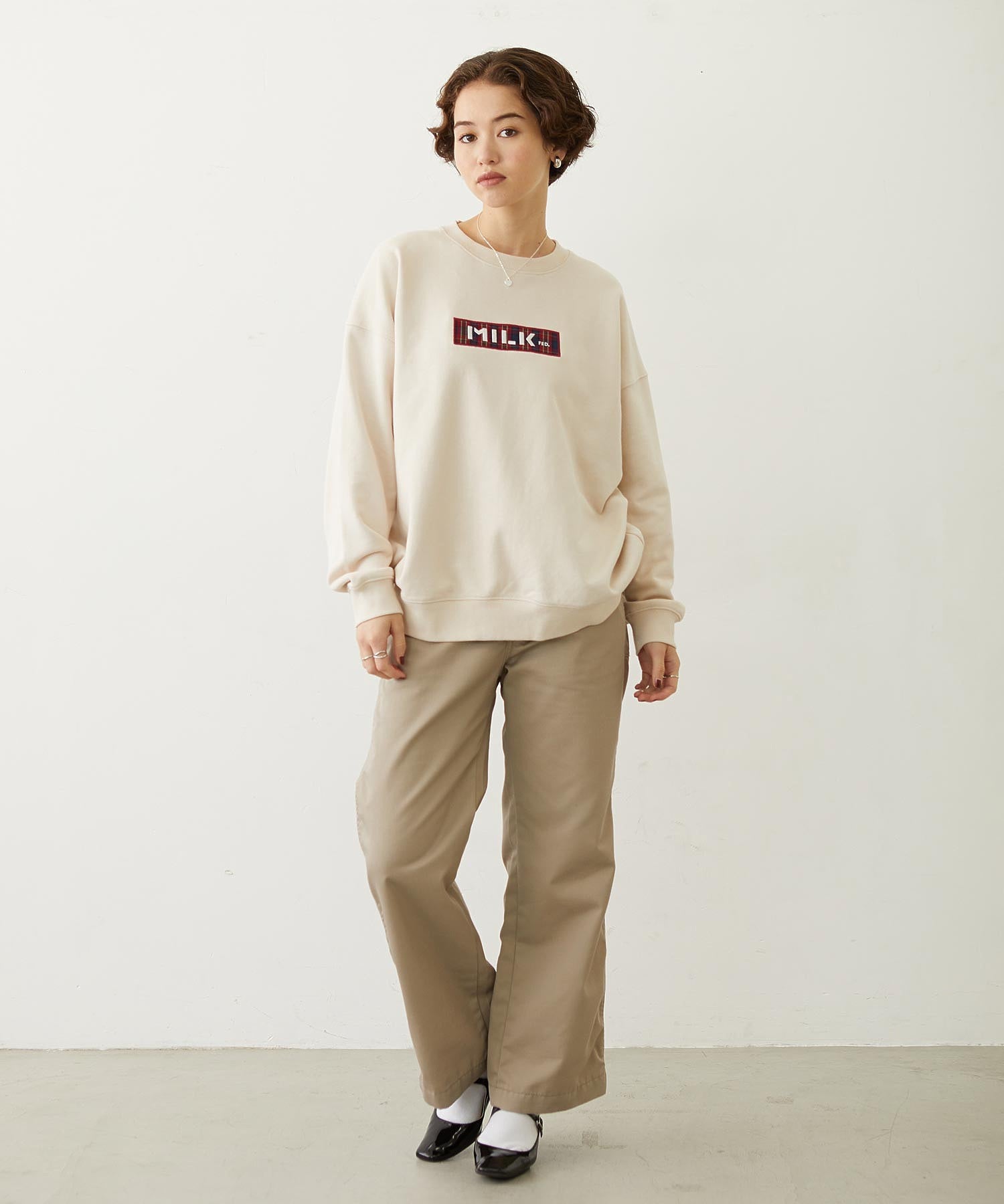 CHECKERED BAR LOGO SWEAT TOP