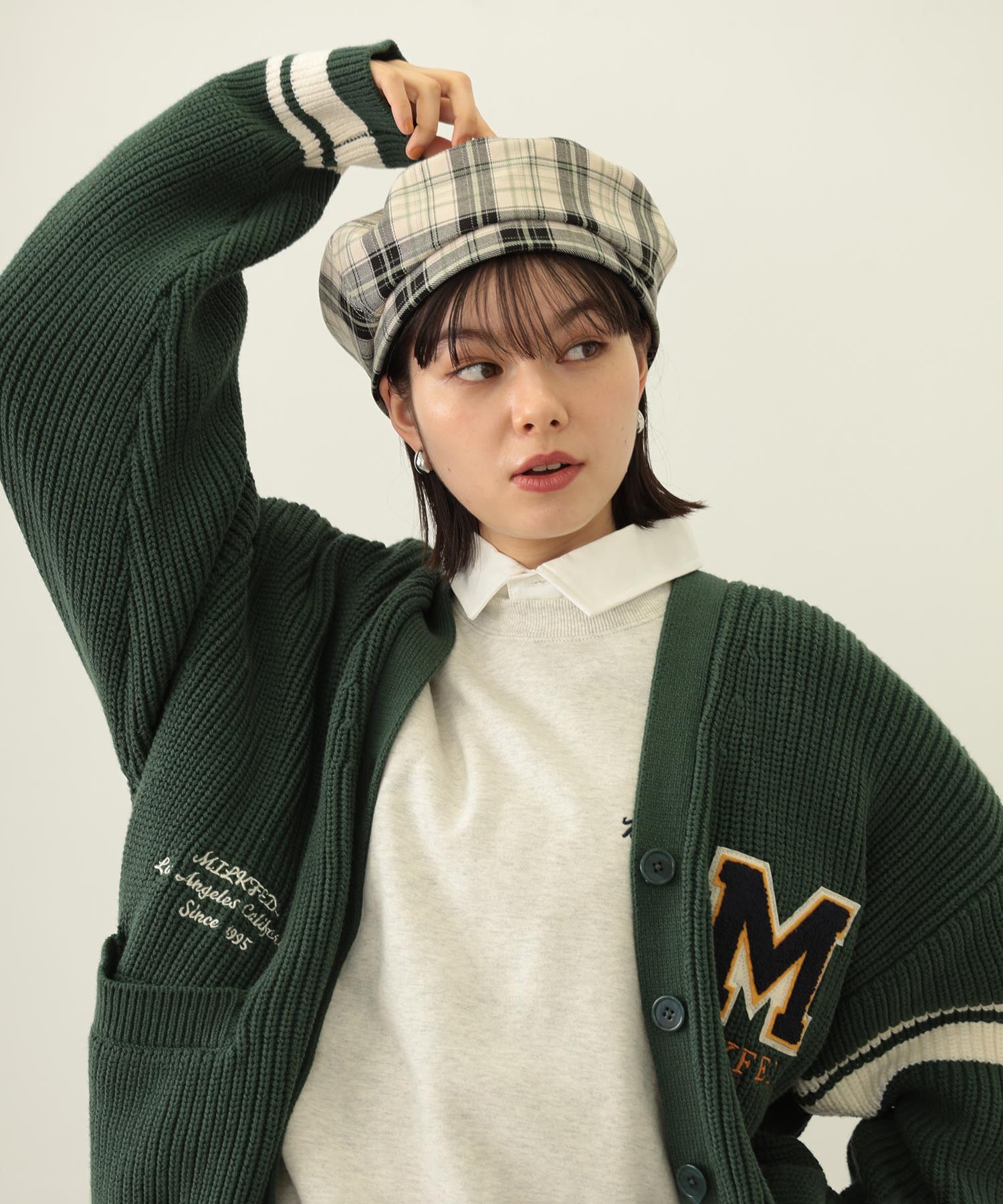 LOGO PLAID BERET