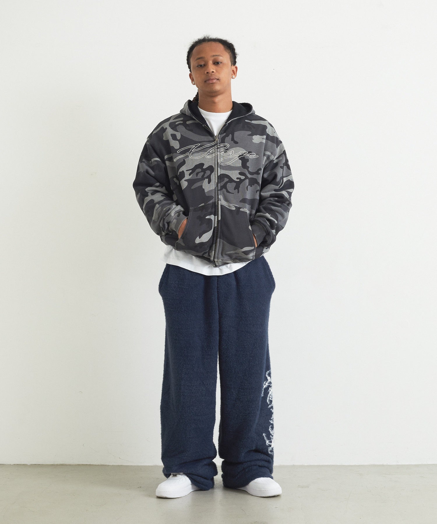 REVERSIBLE CAMO ZIP HOODED SWEATSHIRT
