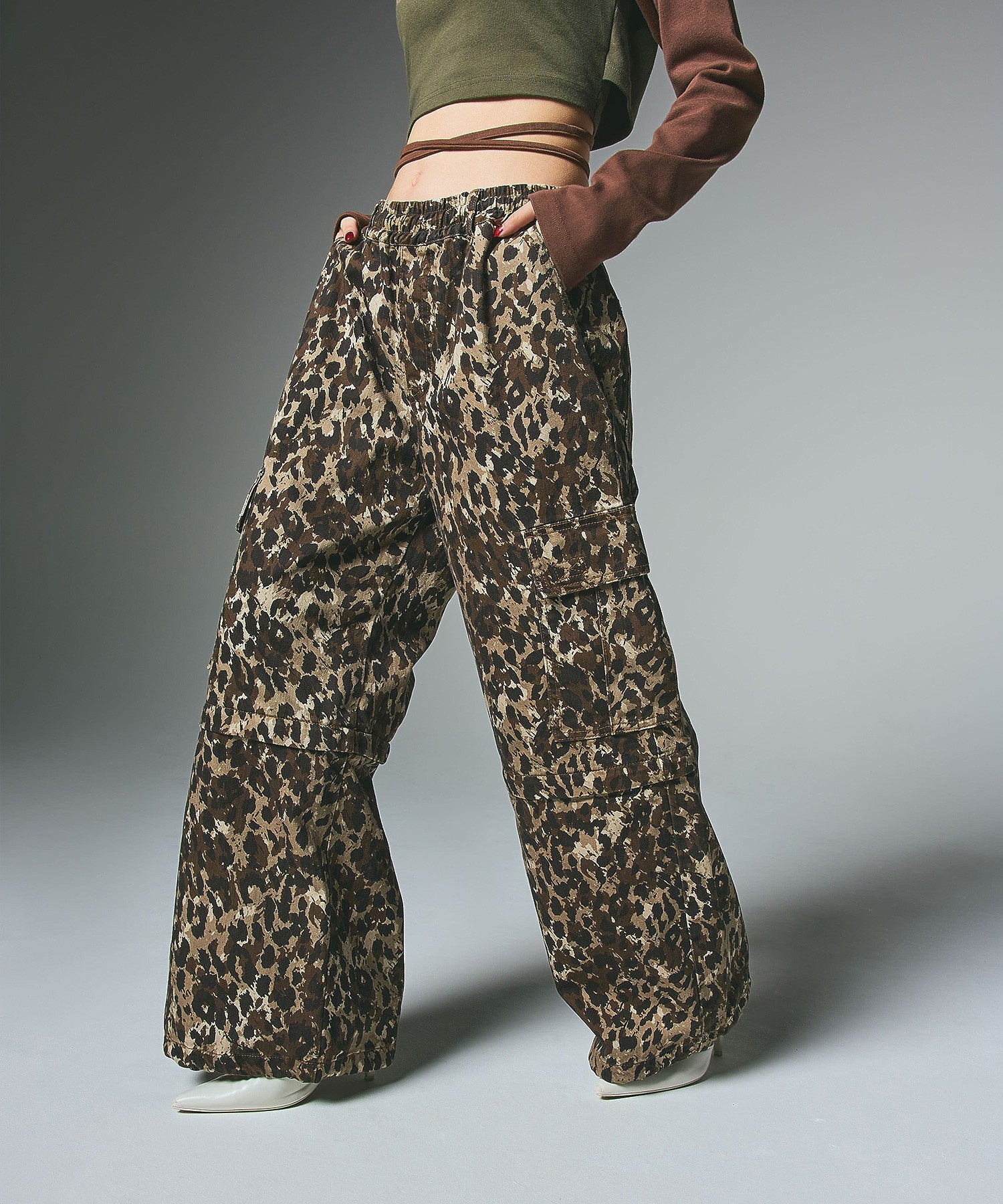 WASHED 2WAY WIDE LEG CARGO PANTS