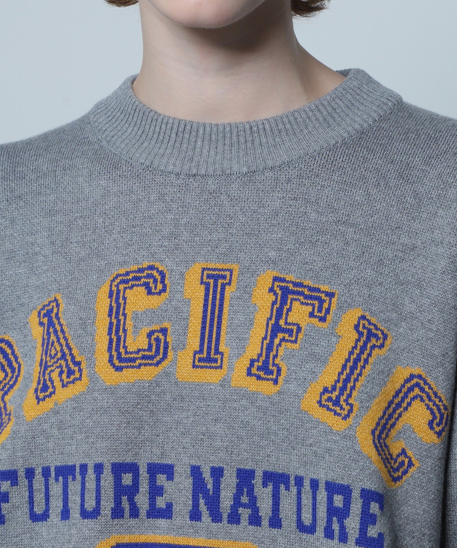 GENE HEAVENS/カレッジライクロゴ ジャカードニット