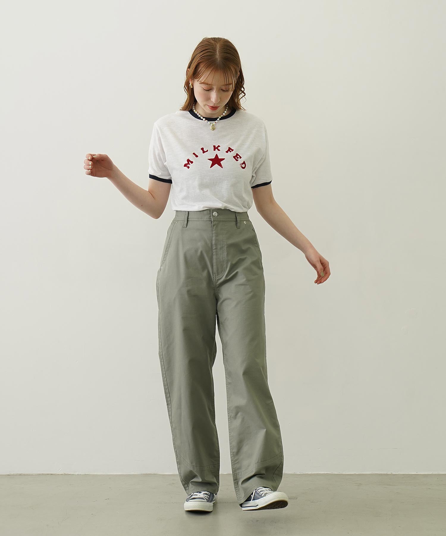 LOGO AND STAR FLOCKY PRINT RINGER TEE