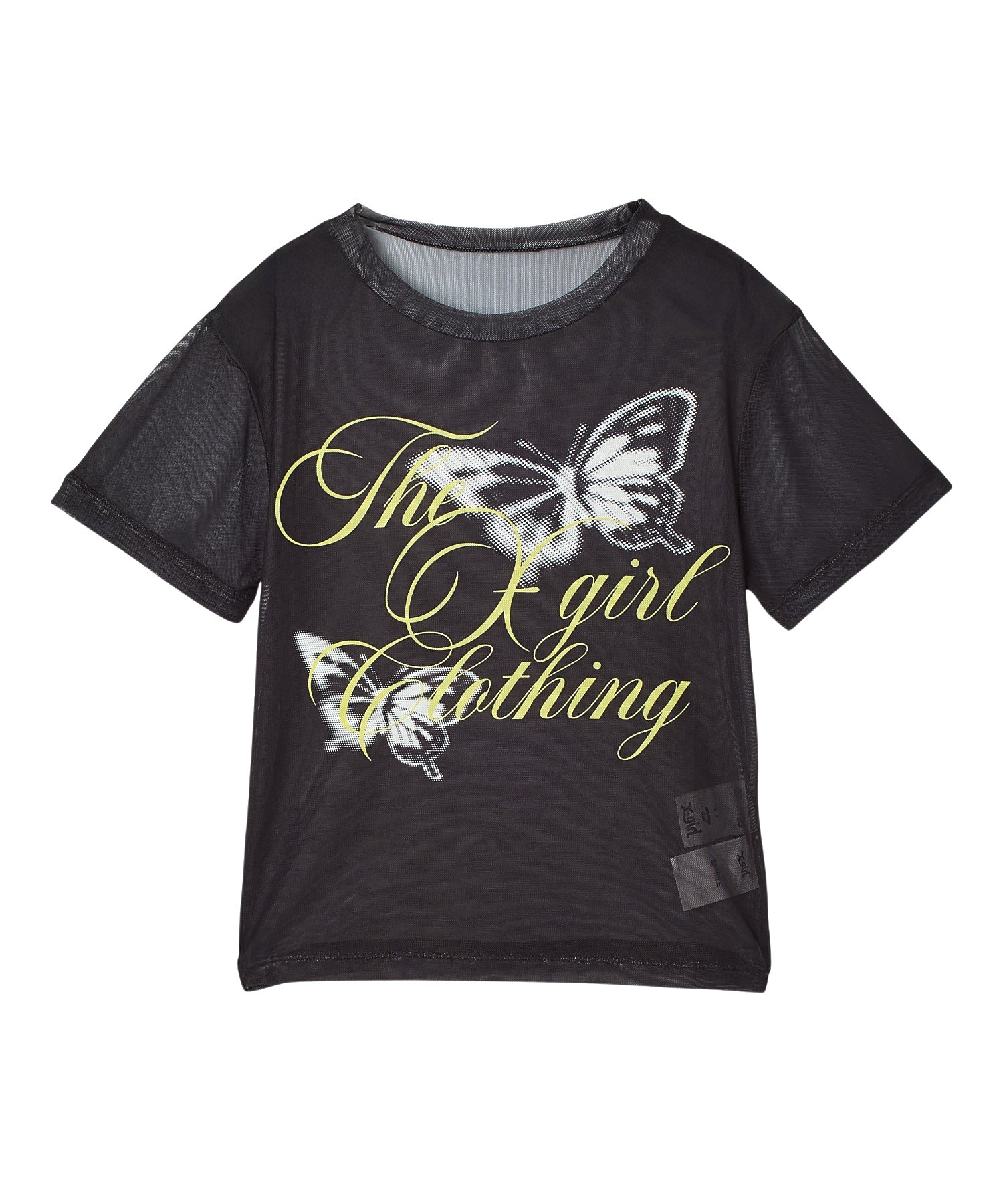 SCRIPT LOGO AND BUTTERFLY MESH S/S BABY TEE