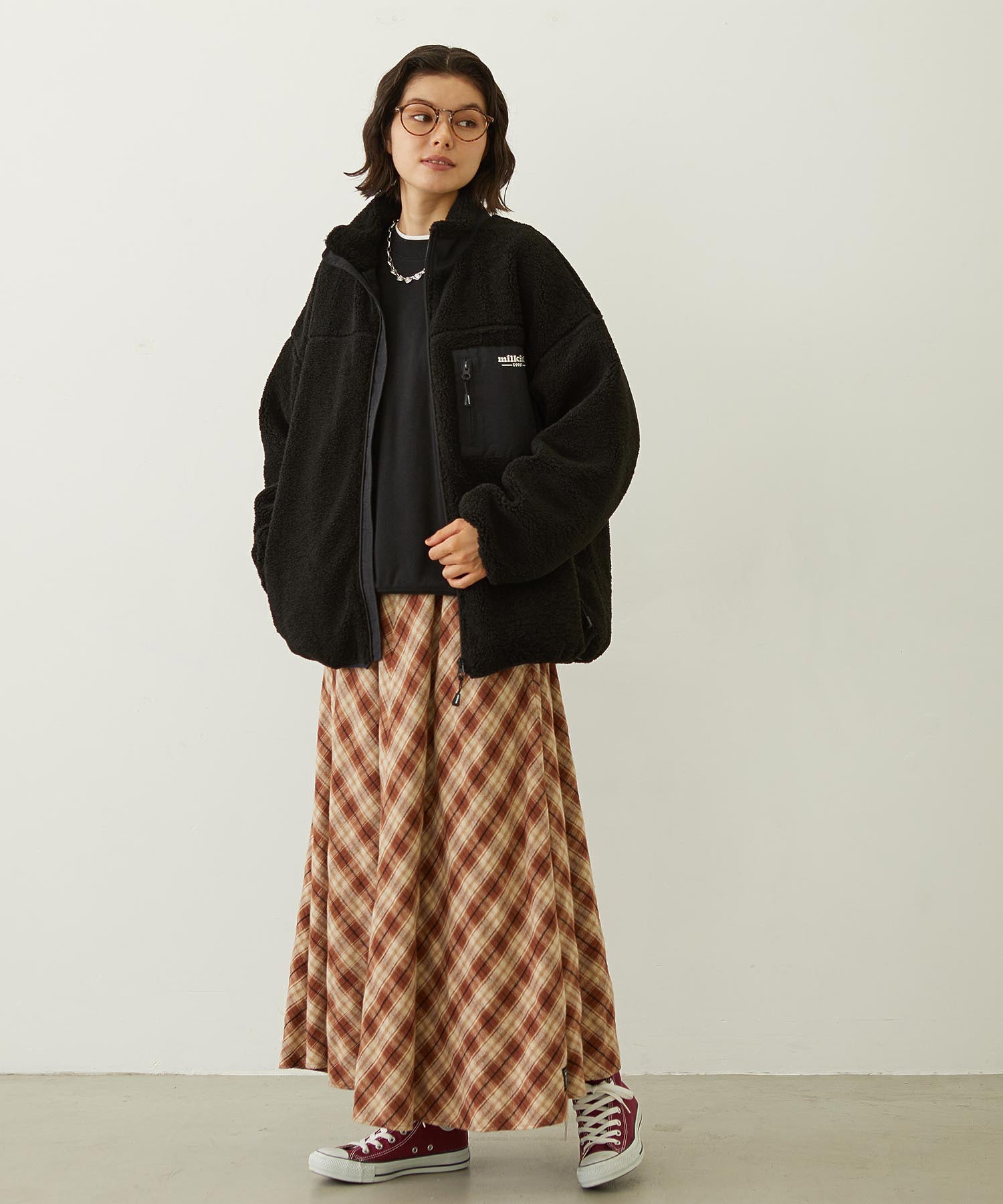FLARE PLAID SKIRT