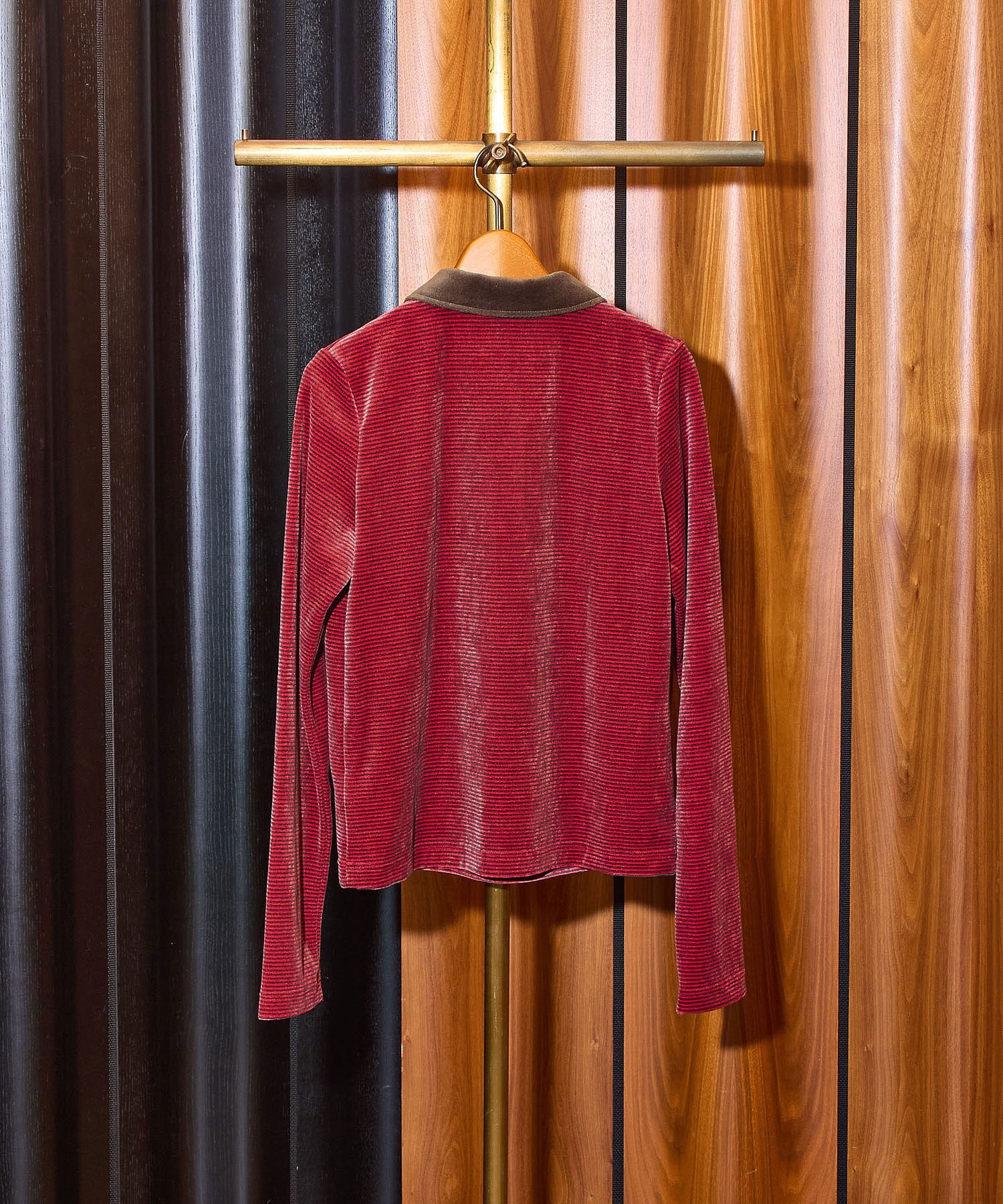 mici/POLO COLLAR STRIPE TOP