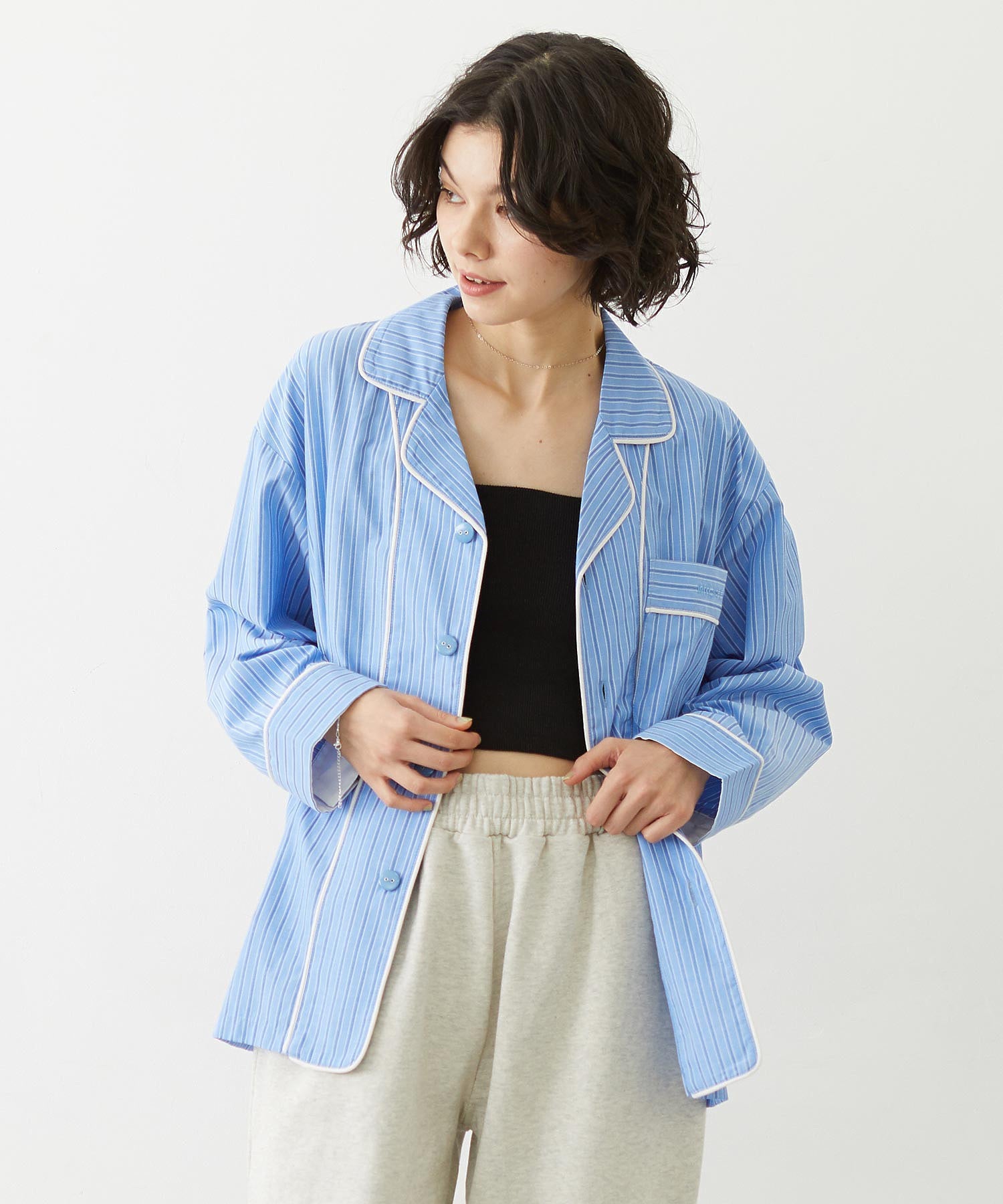 STRIPED PAJAMA SHIRT