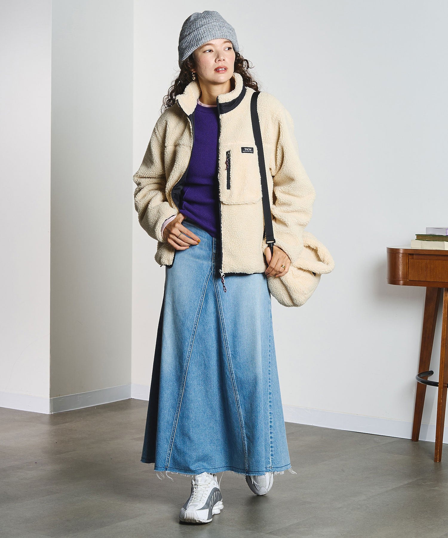 PANEL DENIM LONG SKIRT