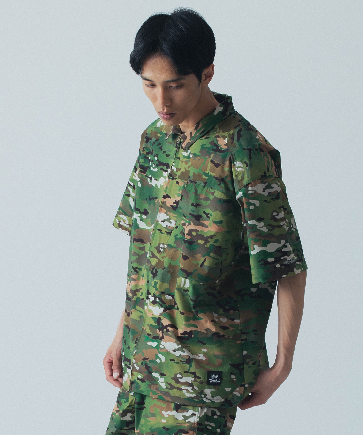 WILDTHINGS/ワイルドシングス/PRINT SLANT S/S SHIRT/WT24035AD