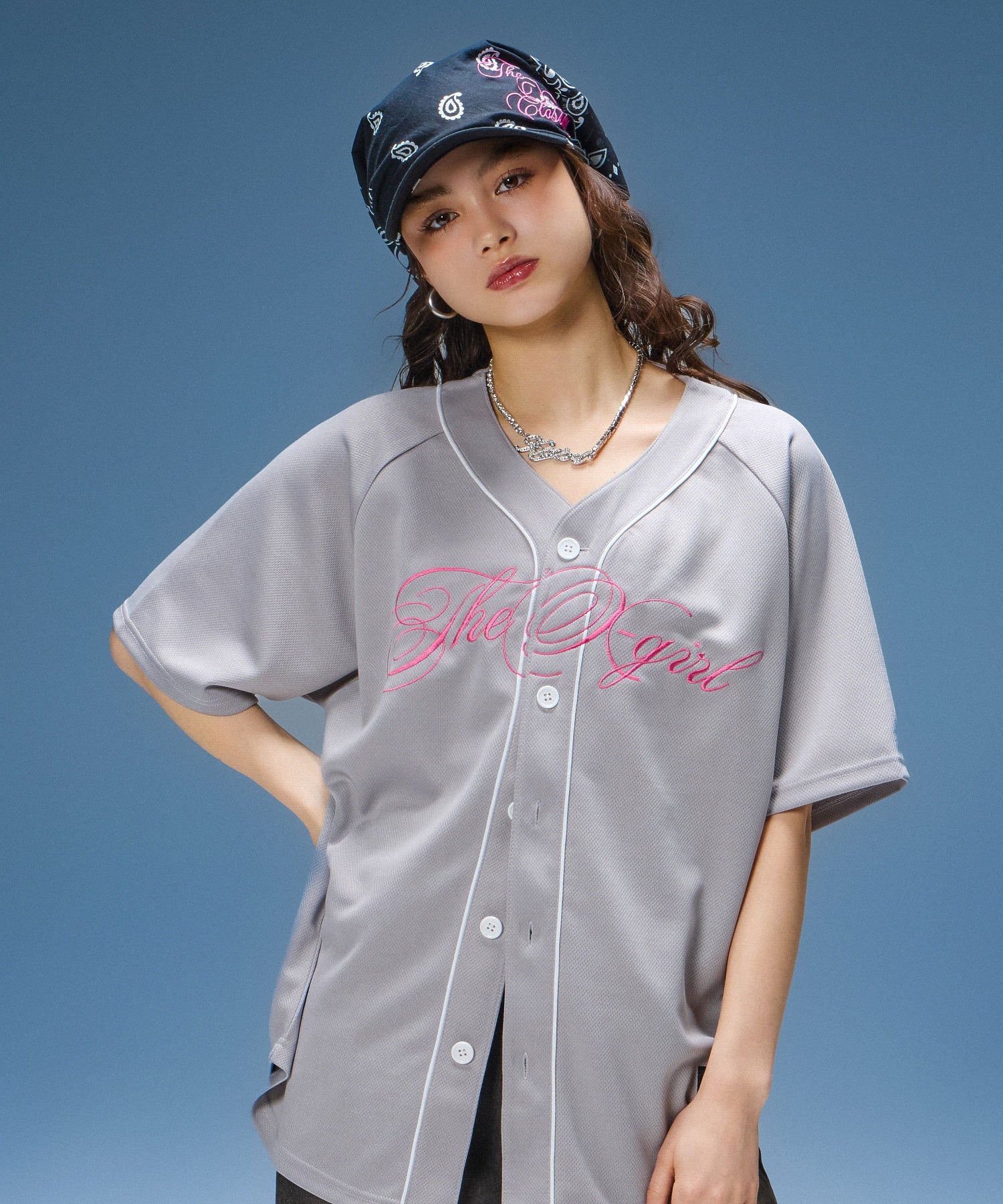 RHINESTONE CURSIVE LOGO NECKLACE