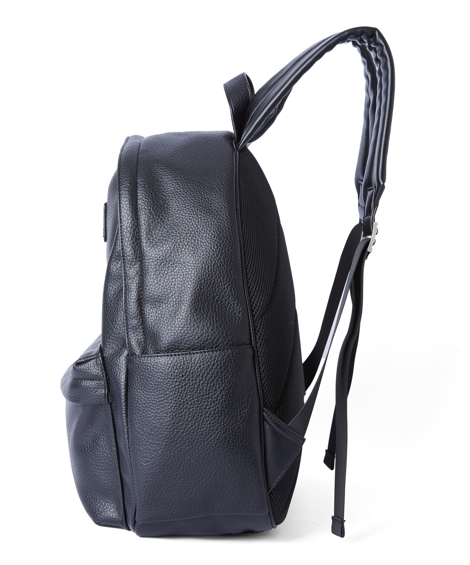 METAL LABEL FAUX LEATHER DAYPACK