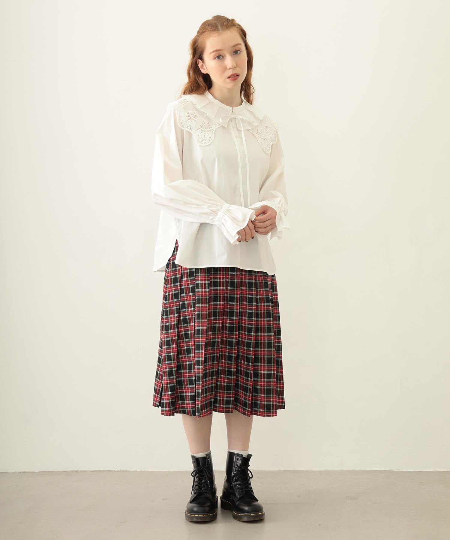 PLEATED PLAID SKIRT