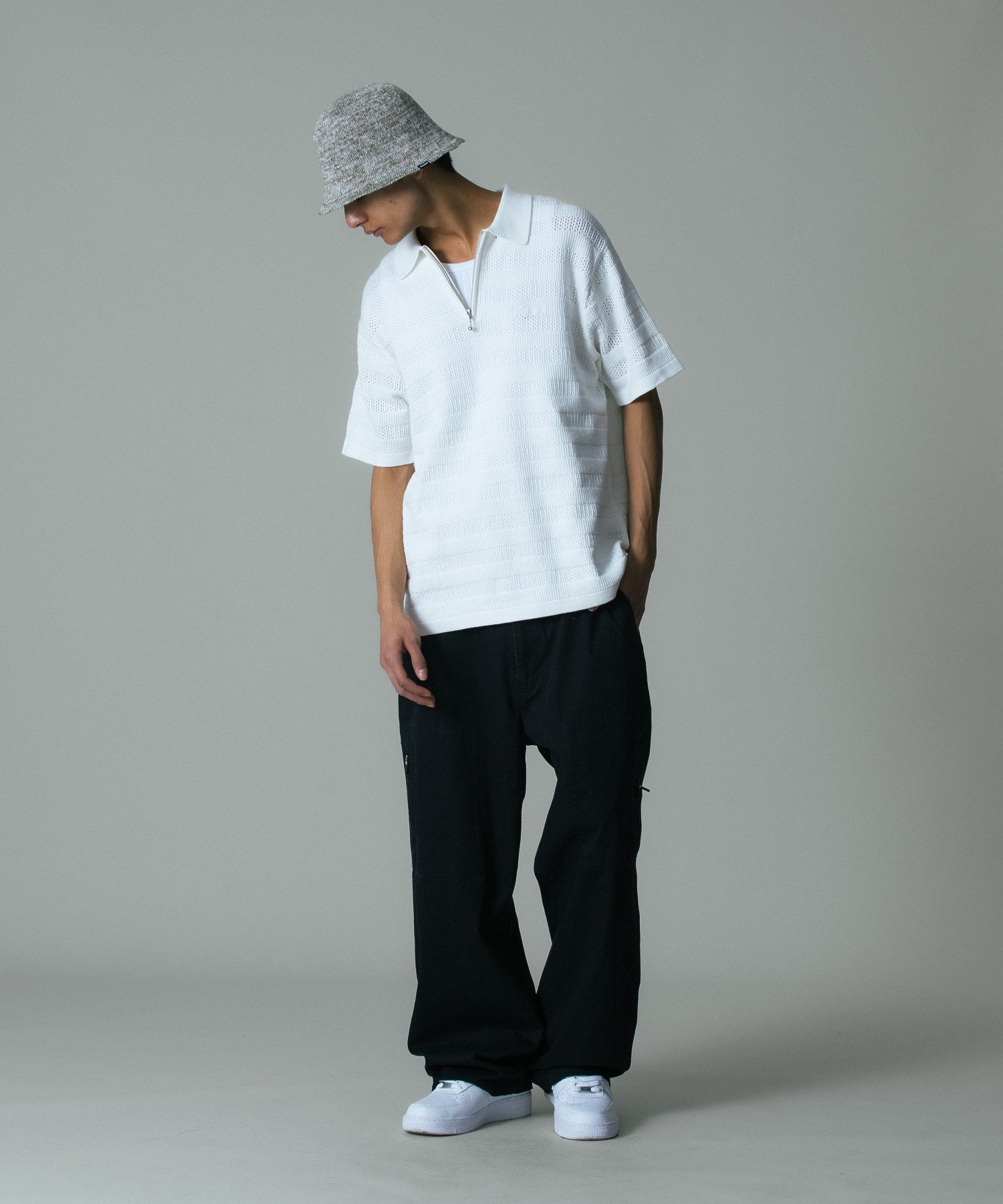 STRIPED KNIT POLO SHIRT