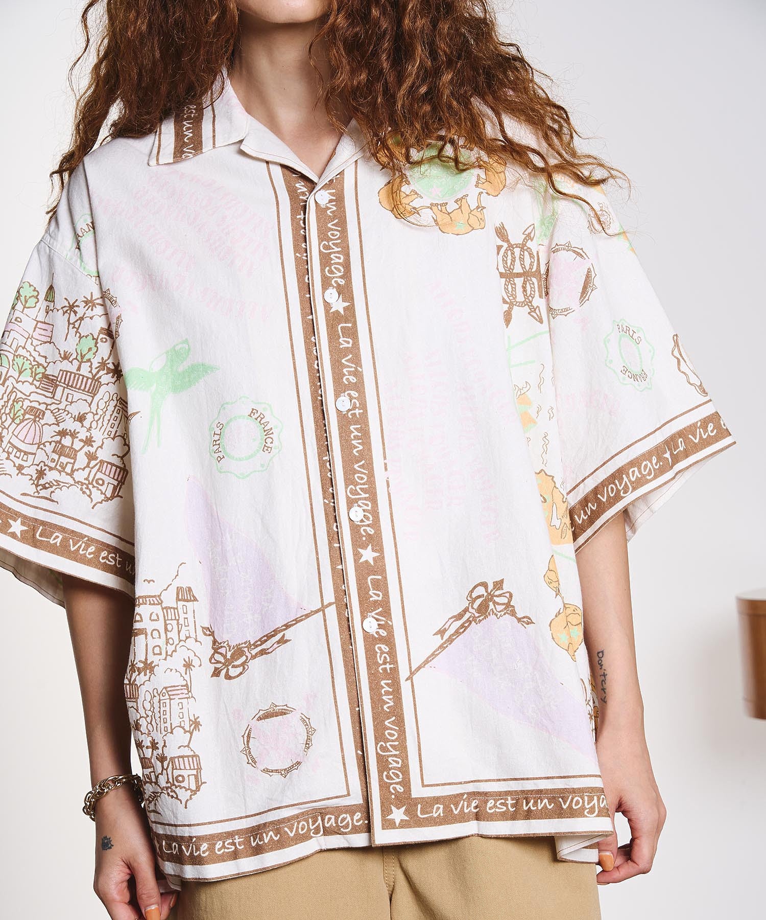 HLAADA for ROSEBUD/VOYAGE PRINT SHORT SLEEVE SHIRT