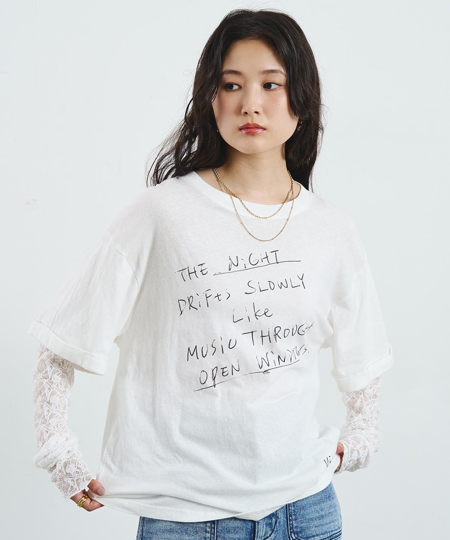 LACE SLEEVE LAYERED TEE