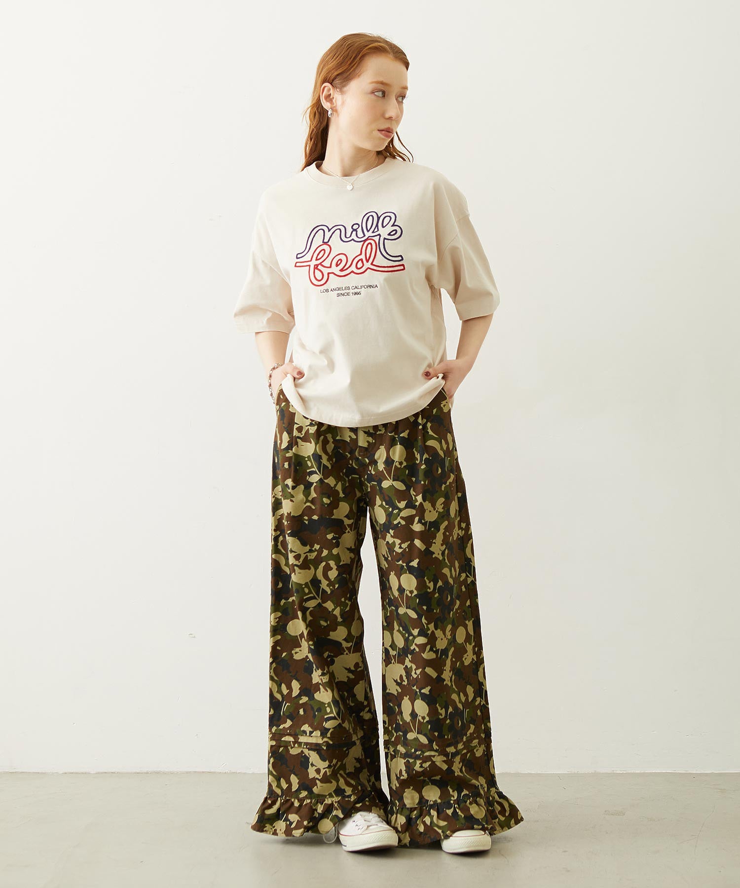 FRILL HEM CAMO PANTS
