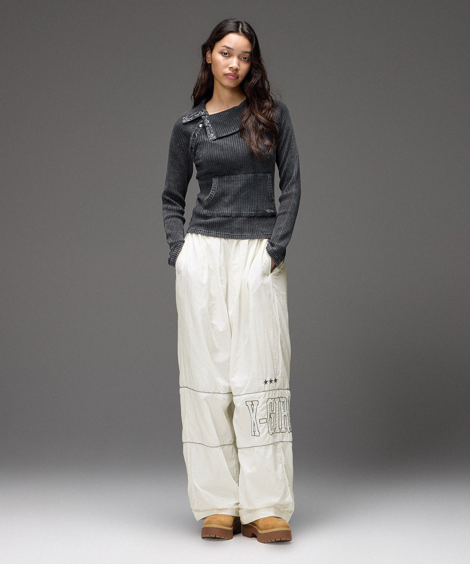 LOGO AND STAR WIDE LEG TRACK PANTS